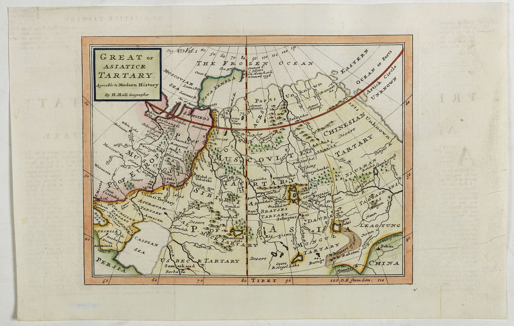 MOLL,H., Great or Asiatick Tartary, Agreable to Modern History., antique map, old maps
