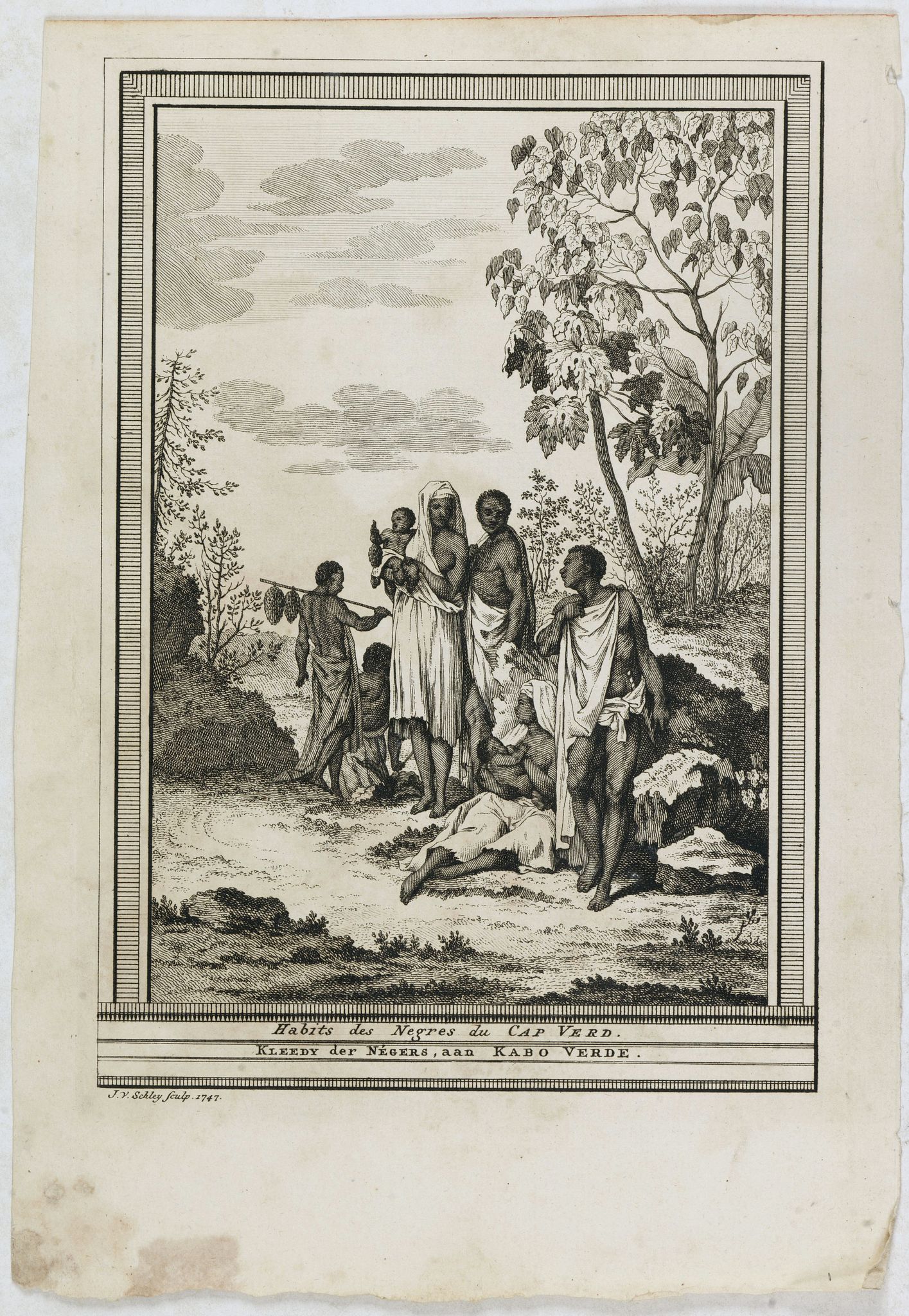 SCHLEY, J. van, Habits des Negres du Cap Verd. / Kleedy der Negers aan Kabo Verde., antique map, old maps