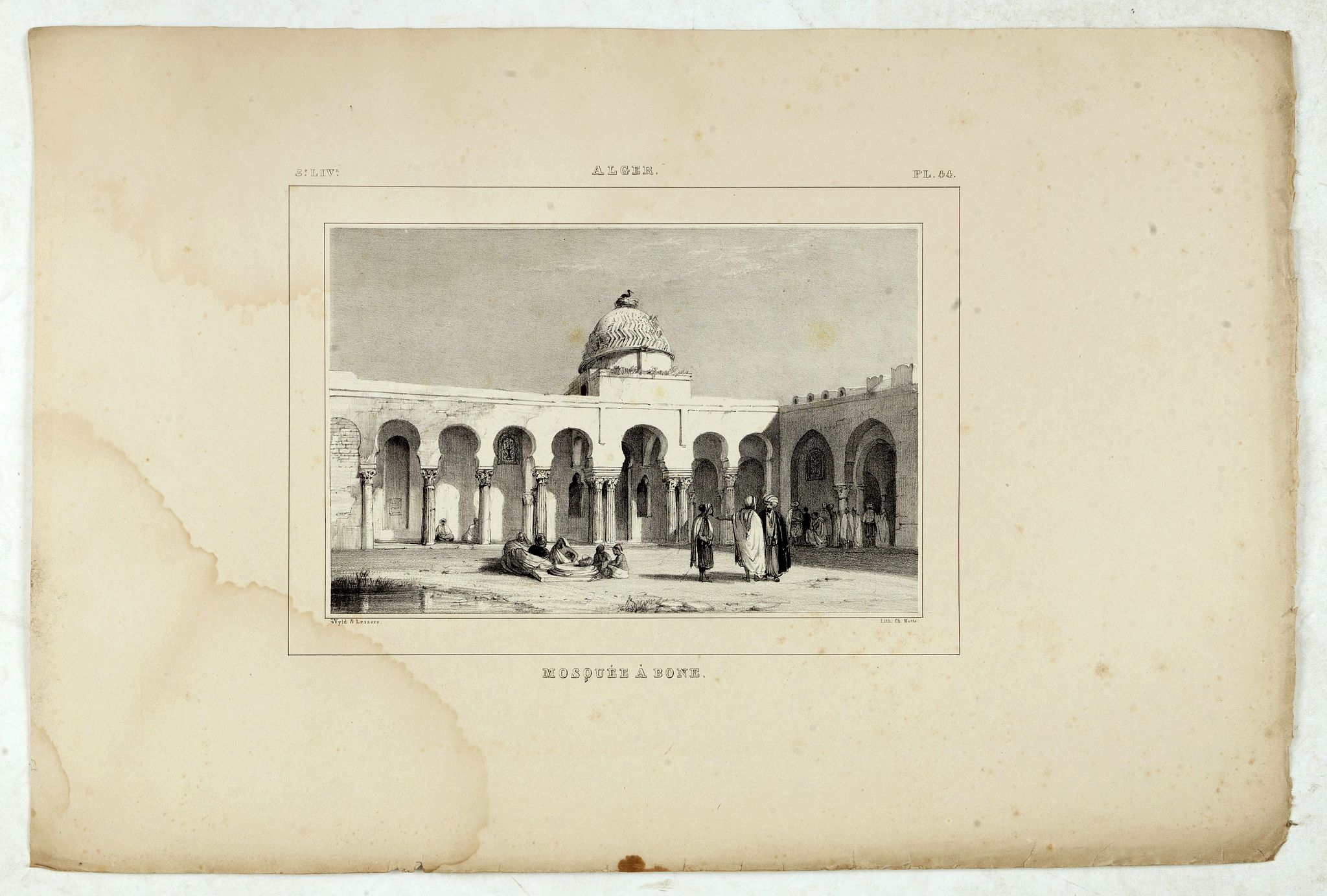 WYLD William / LESSORE Emile, Alger, Mosquée à Bone., antique map, old maps