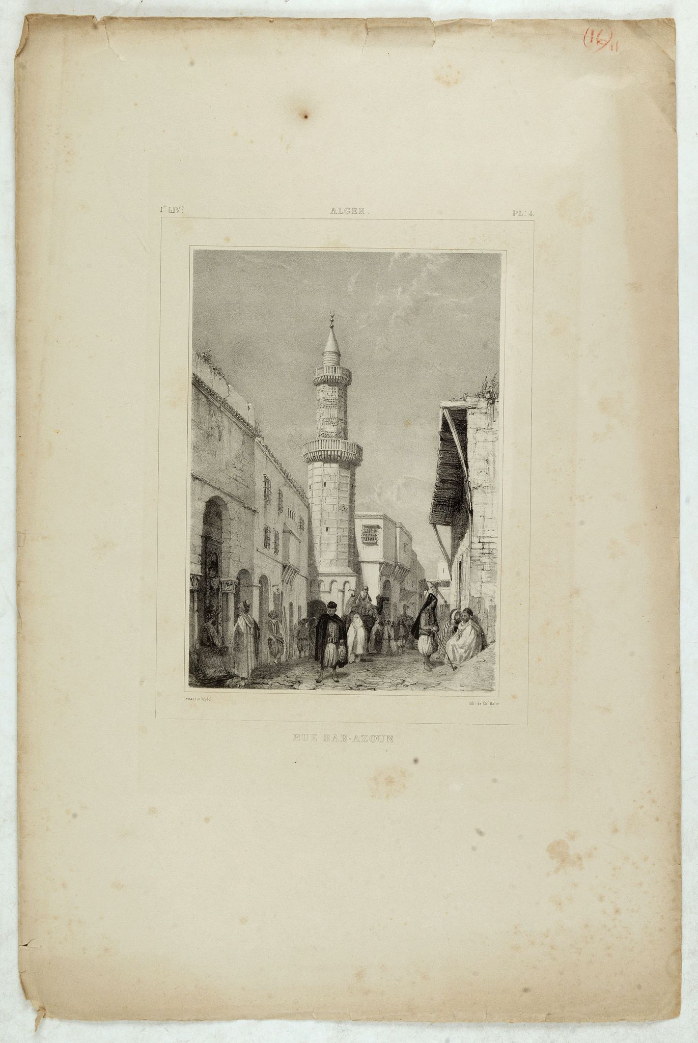WYLD William / LESSORE Emile, Alger, rue Bab-Azoun., antique map, old maps