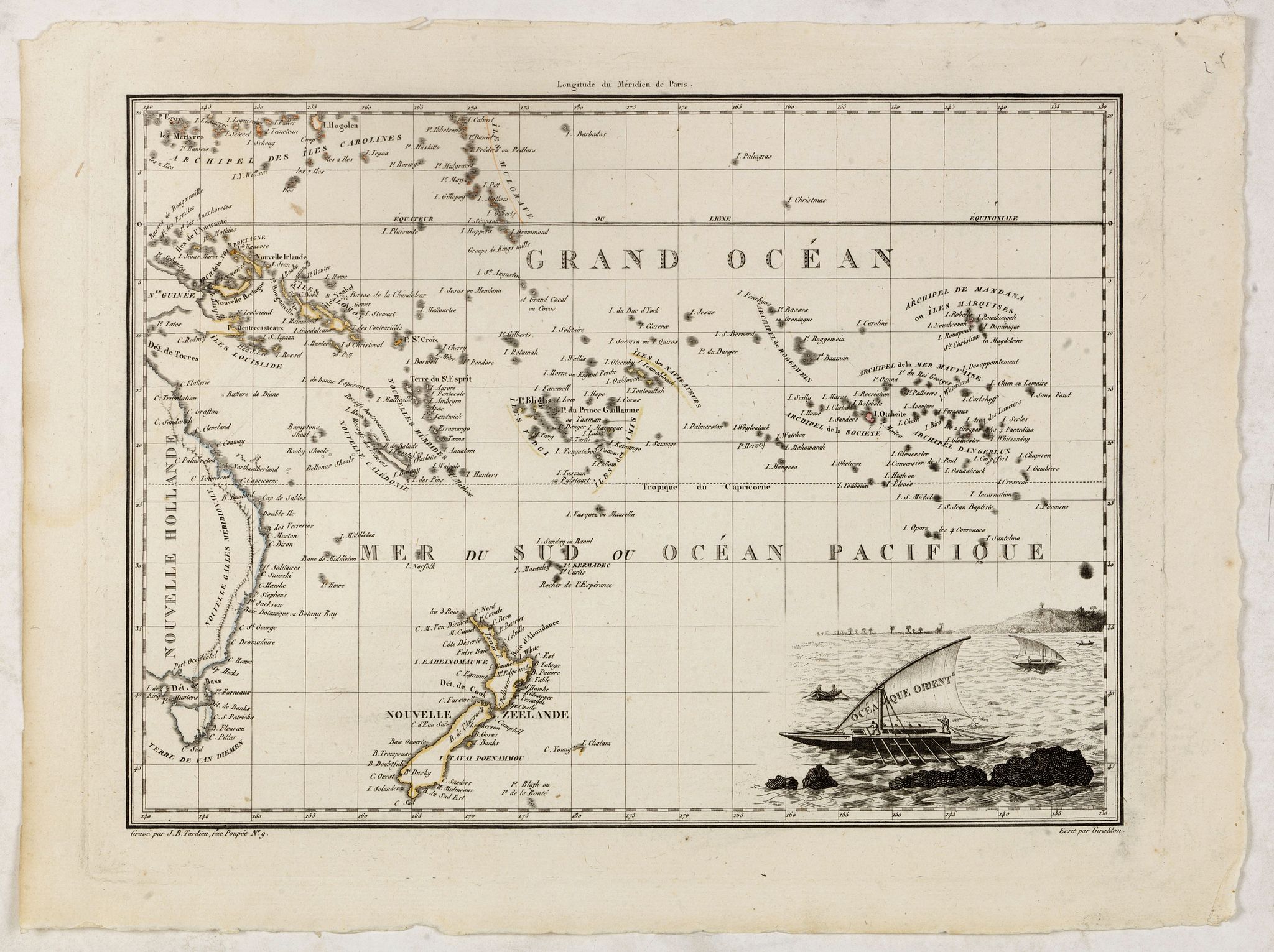 TARDIEU, J-B., Océanique orient., antique map, old maps