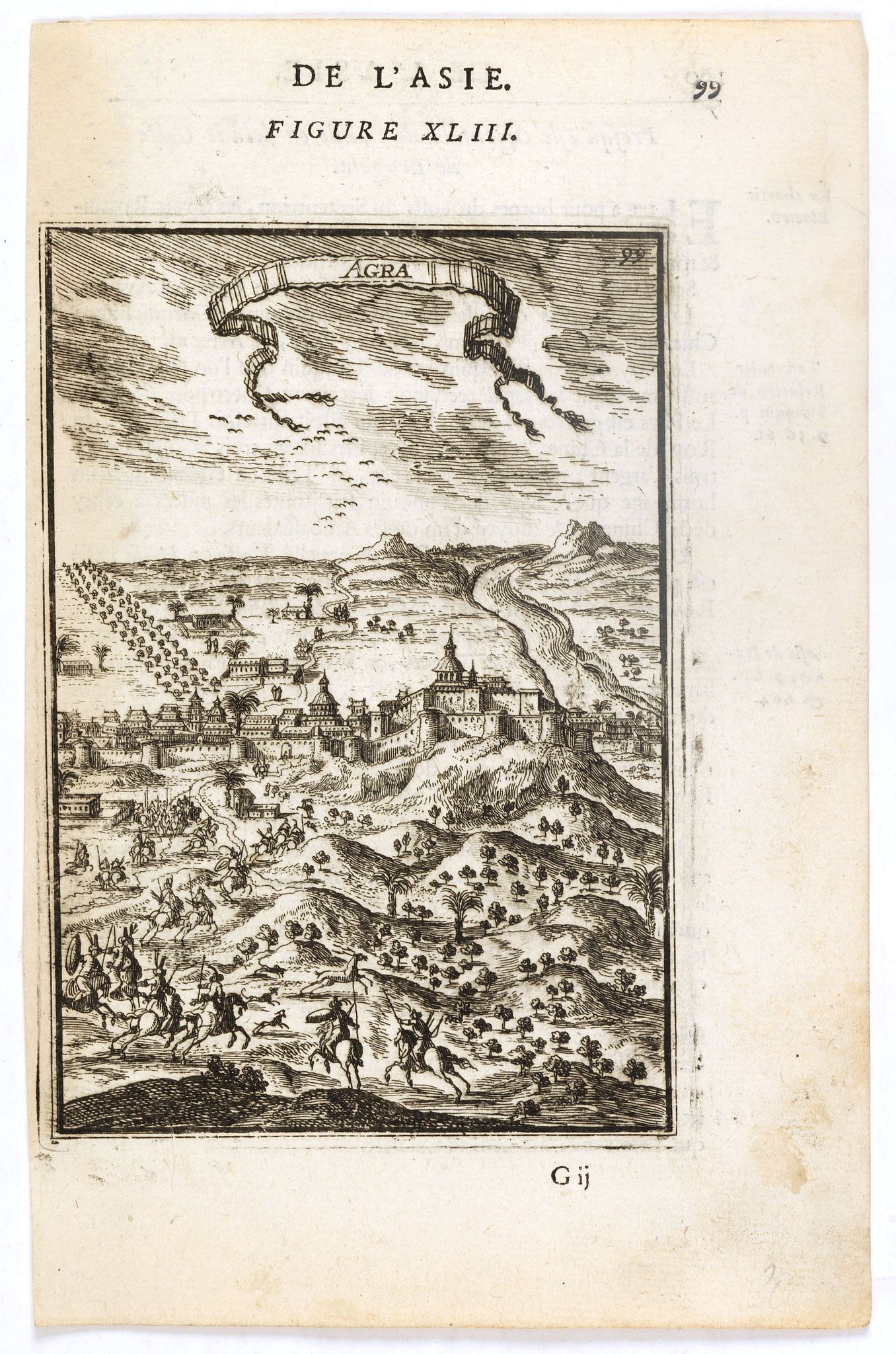 MALLET,A.M., Agra (De L'Asie / figure XLIII)., antique map, old maps