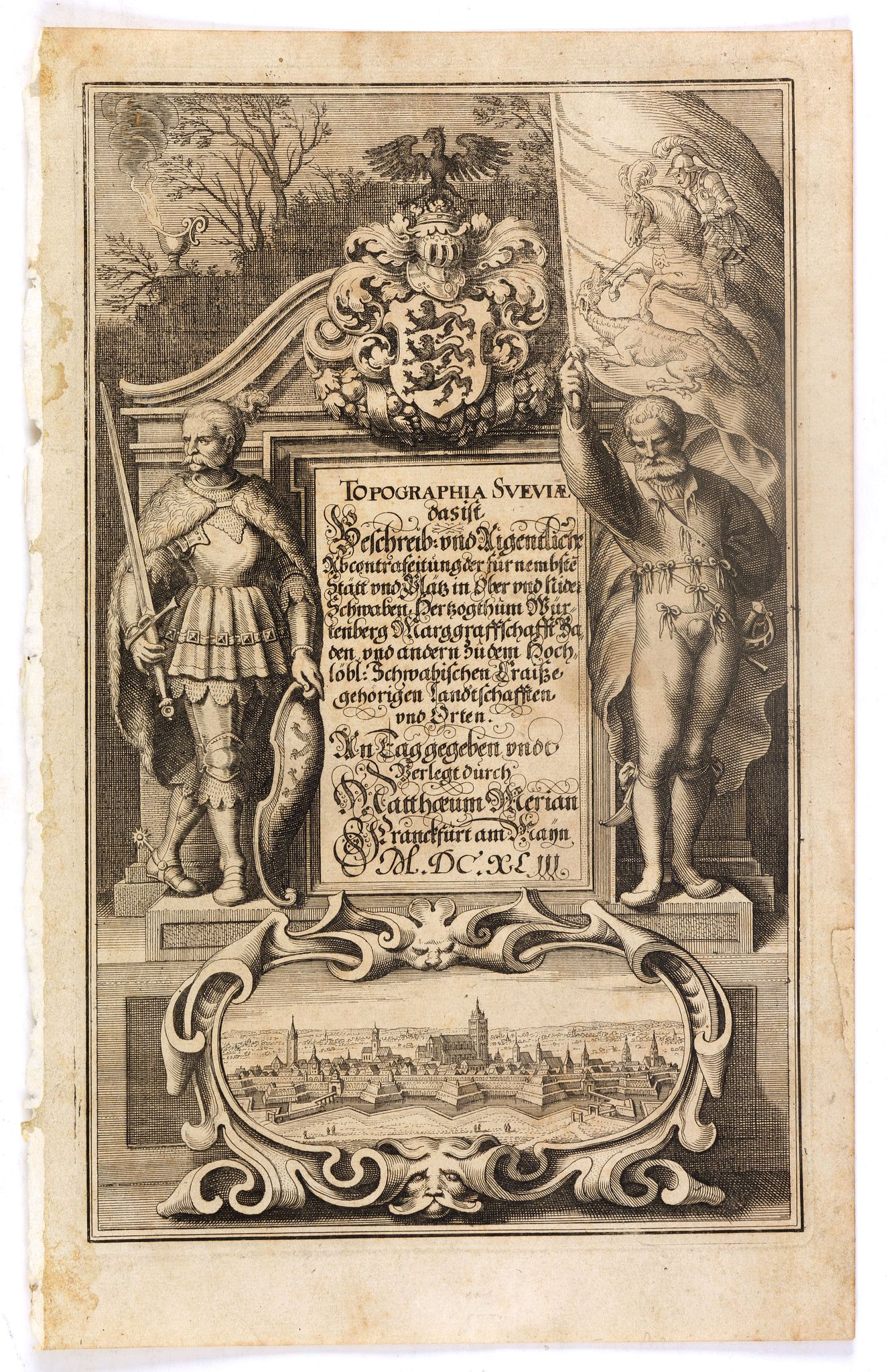 MERIAN, C., (Title page) Topographia Sueviae dasist . . ., antique map, old maps