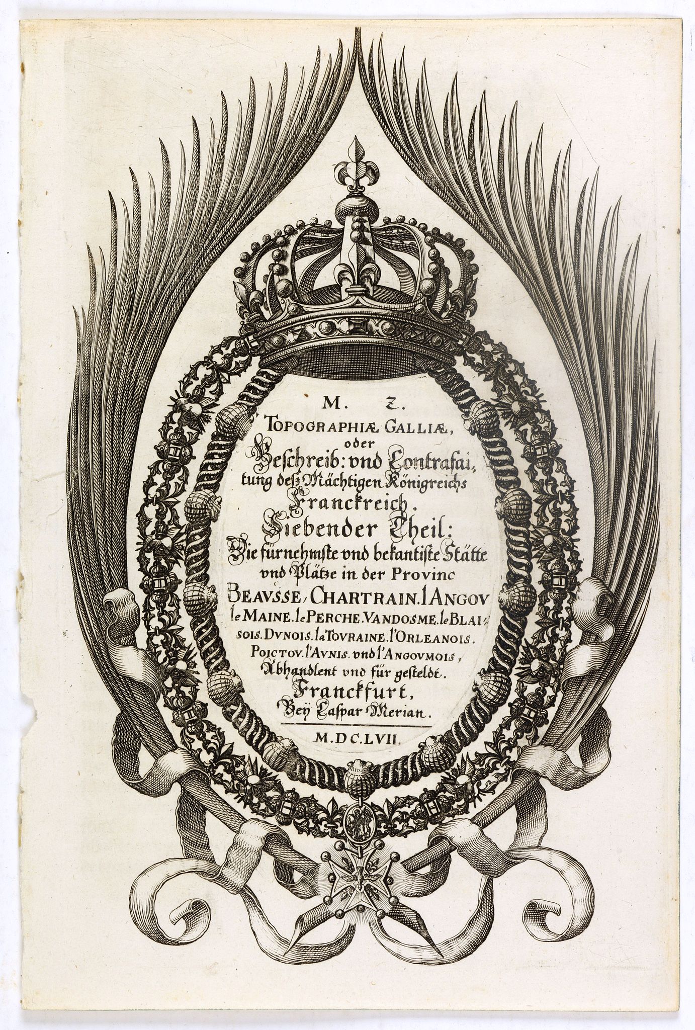 MERIAN, C., (Title page) Topographia Galliae. . ., antique map, old maps