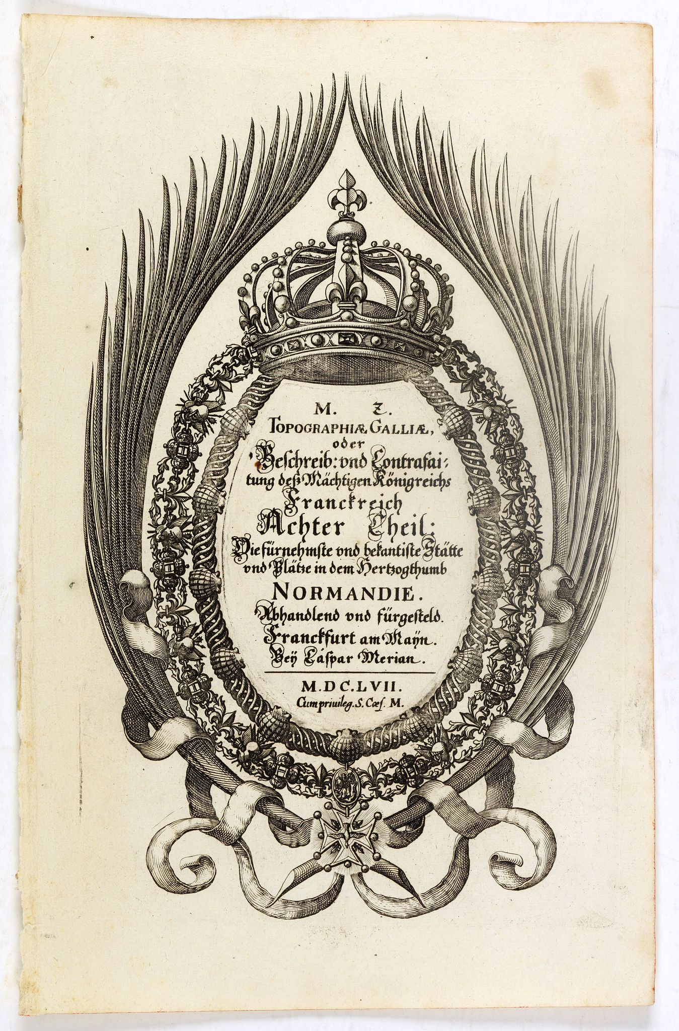 MERIAN, C., (Title page ) Topographia Galliae. . ., antique map, old maps