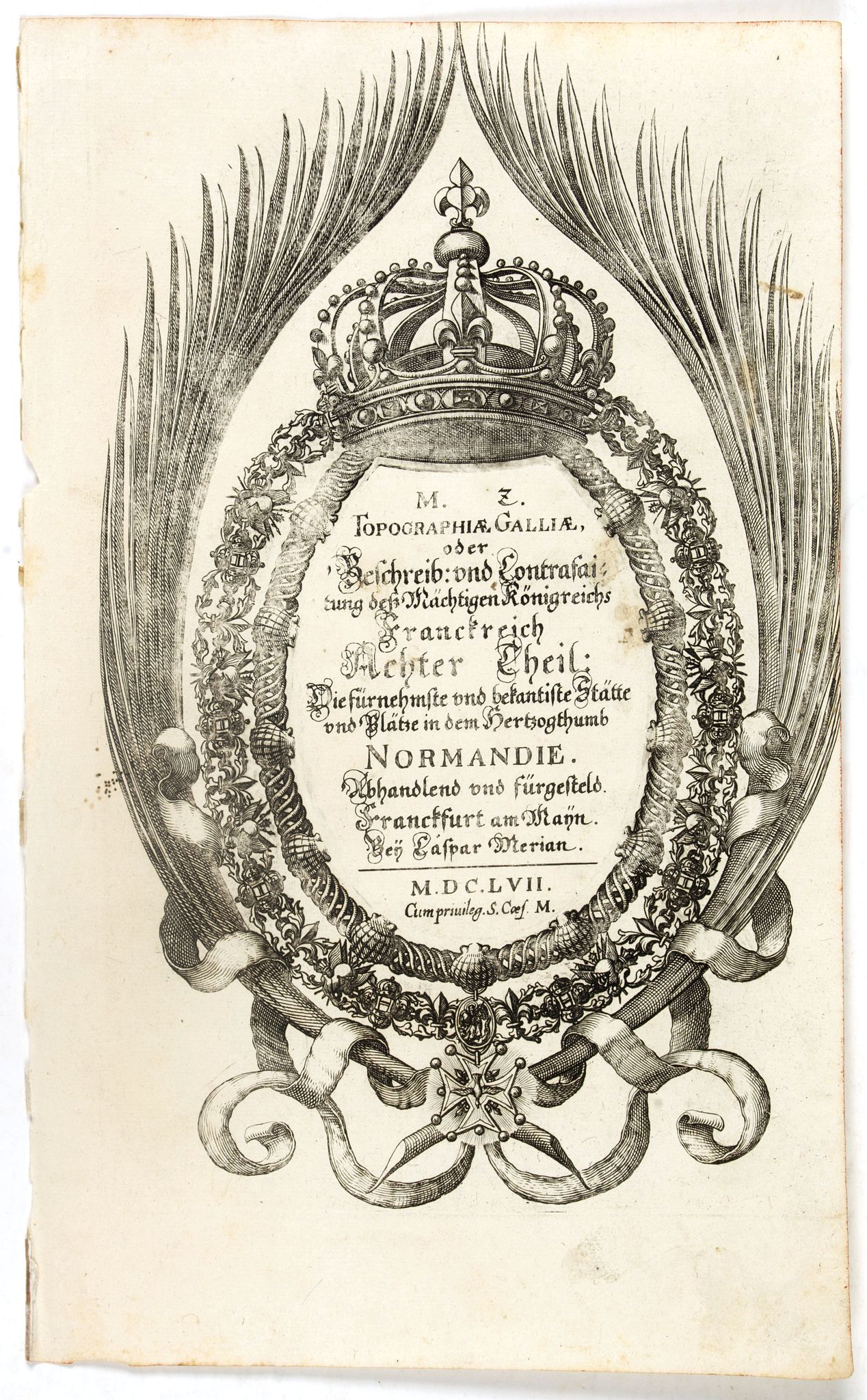 MERIAN, C., Title page : Topographia Galliae. . ., antique map, old maps