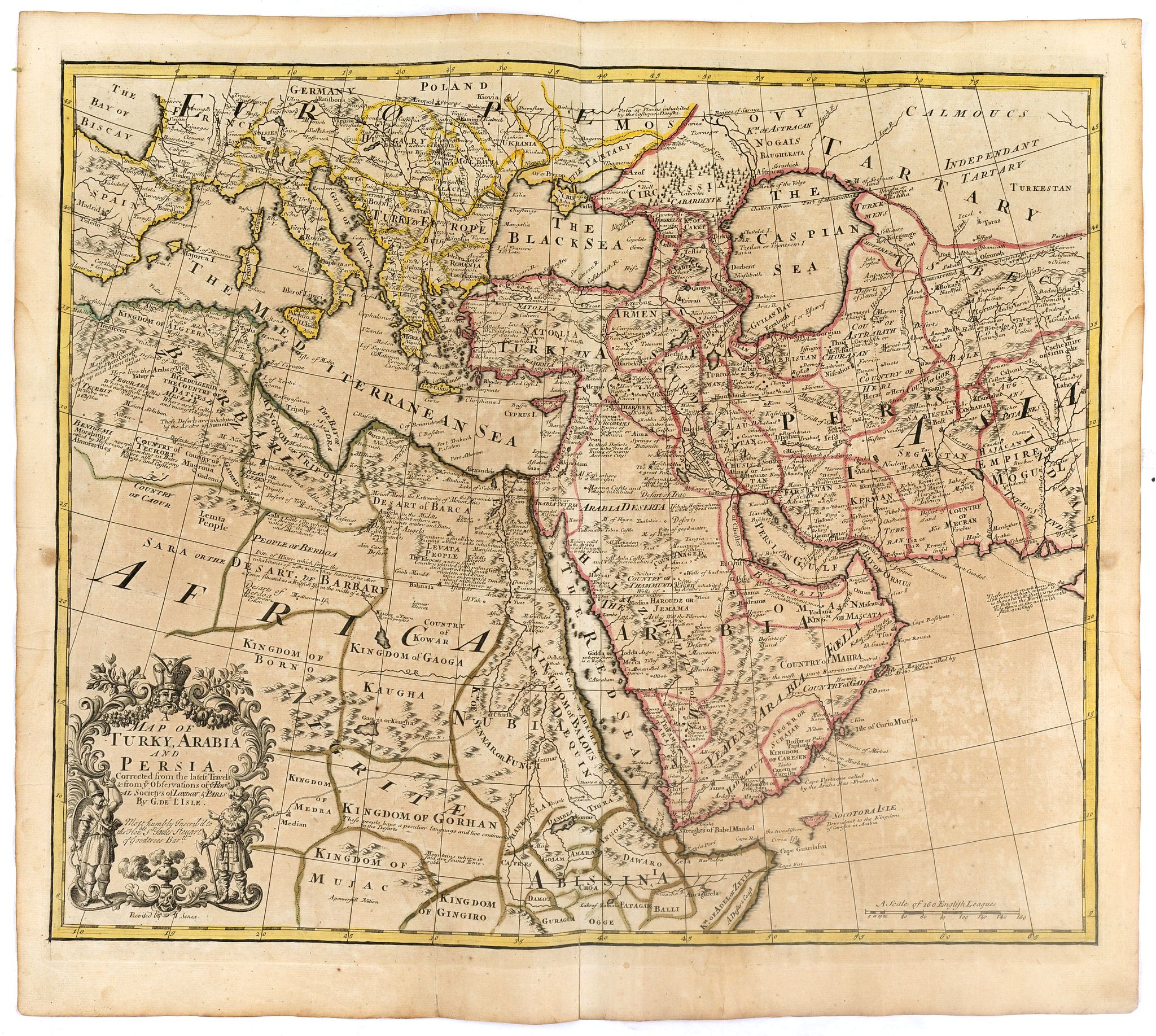 SENEX, J., A map of Turkey Arabia and Persia . ., antique map, old maps