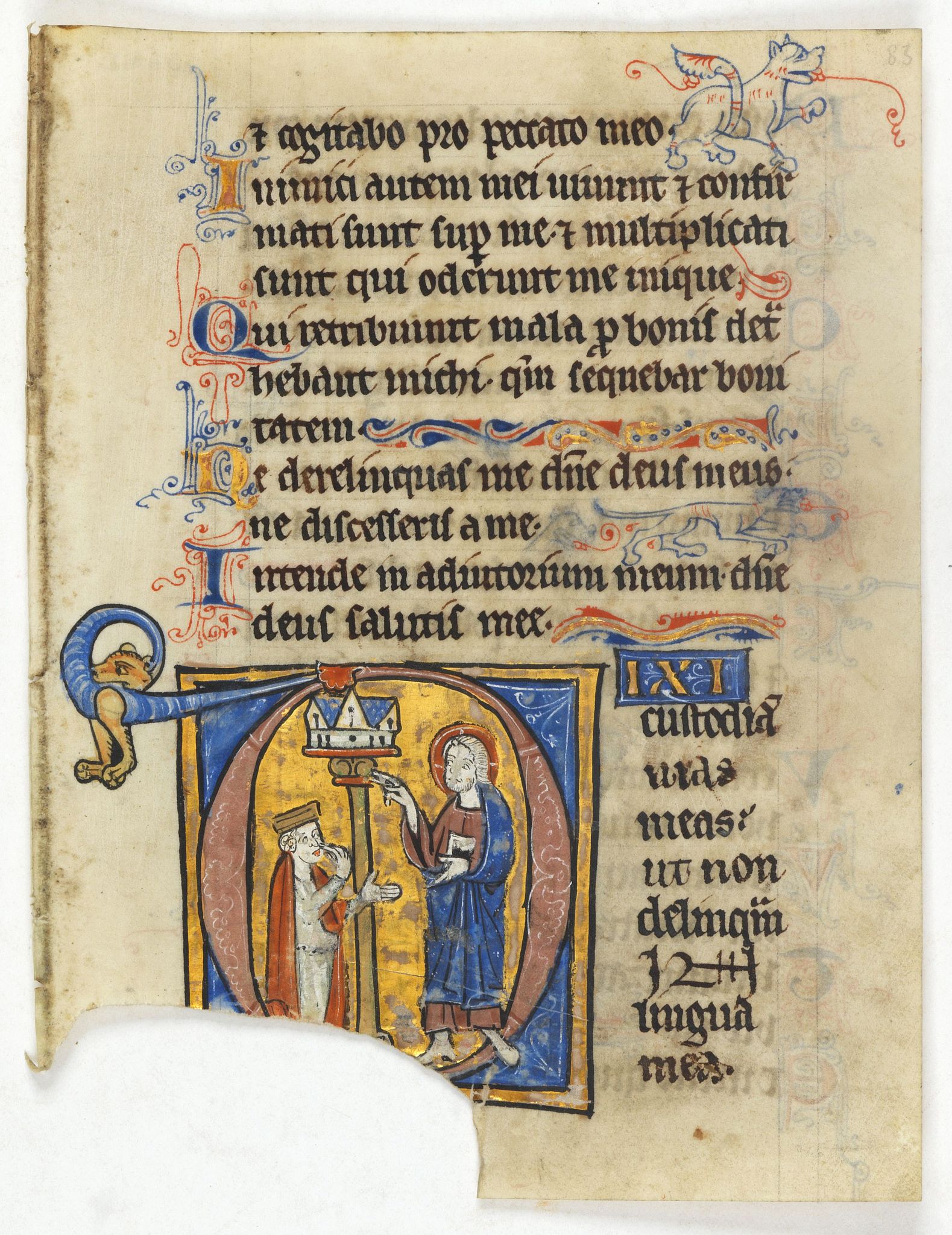 ANONYMOUS, Illuminated leaf from a lithurgical Psalter., antique map, old maps