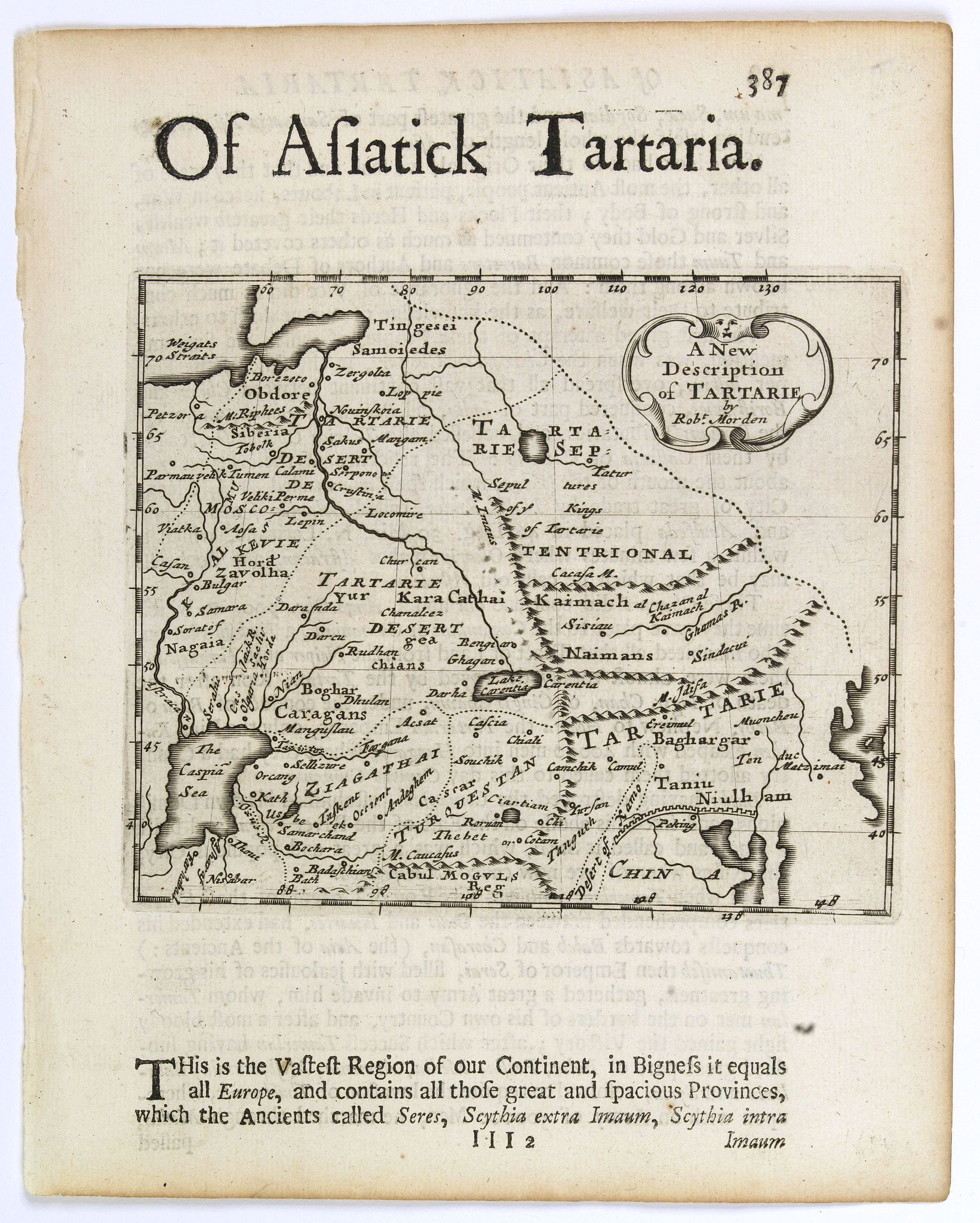 MORDEN, R., A New Description of Tartarie., antique map, old maps