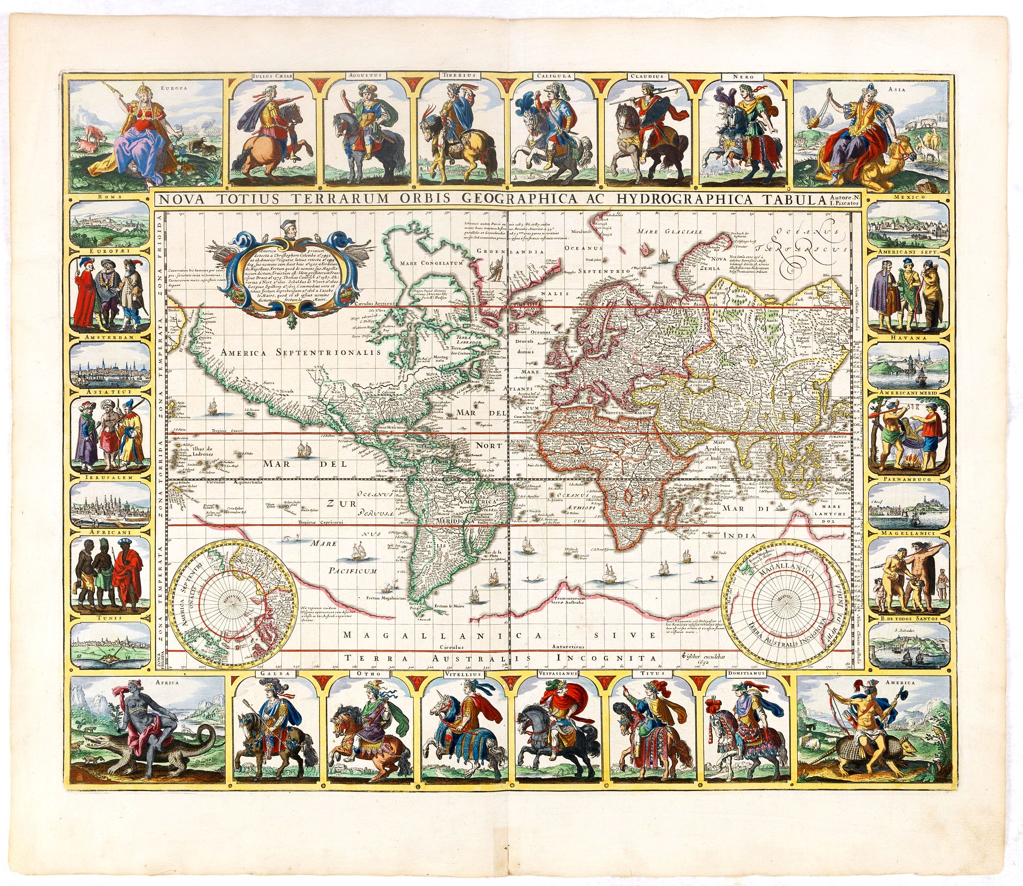 VISSCHER, C.Janz., Nova Totius Terrarum Orbis Geographica ac Hydrographica tabula., antique map, old maps