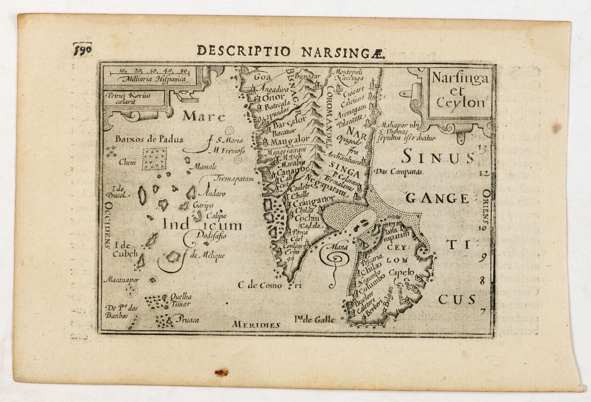 LANGENES, B. / BERTIUS, P., Descriptio Narsingae / Narsinga et Ceylon., antique map, old maps
