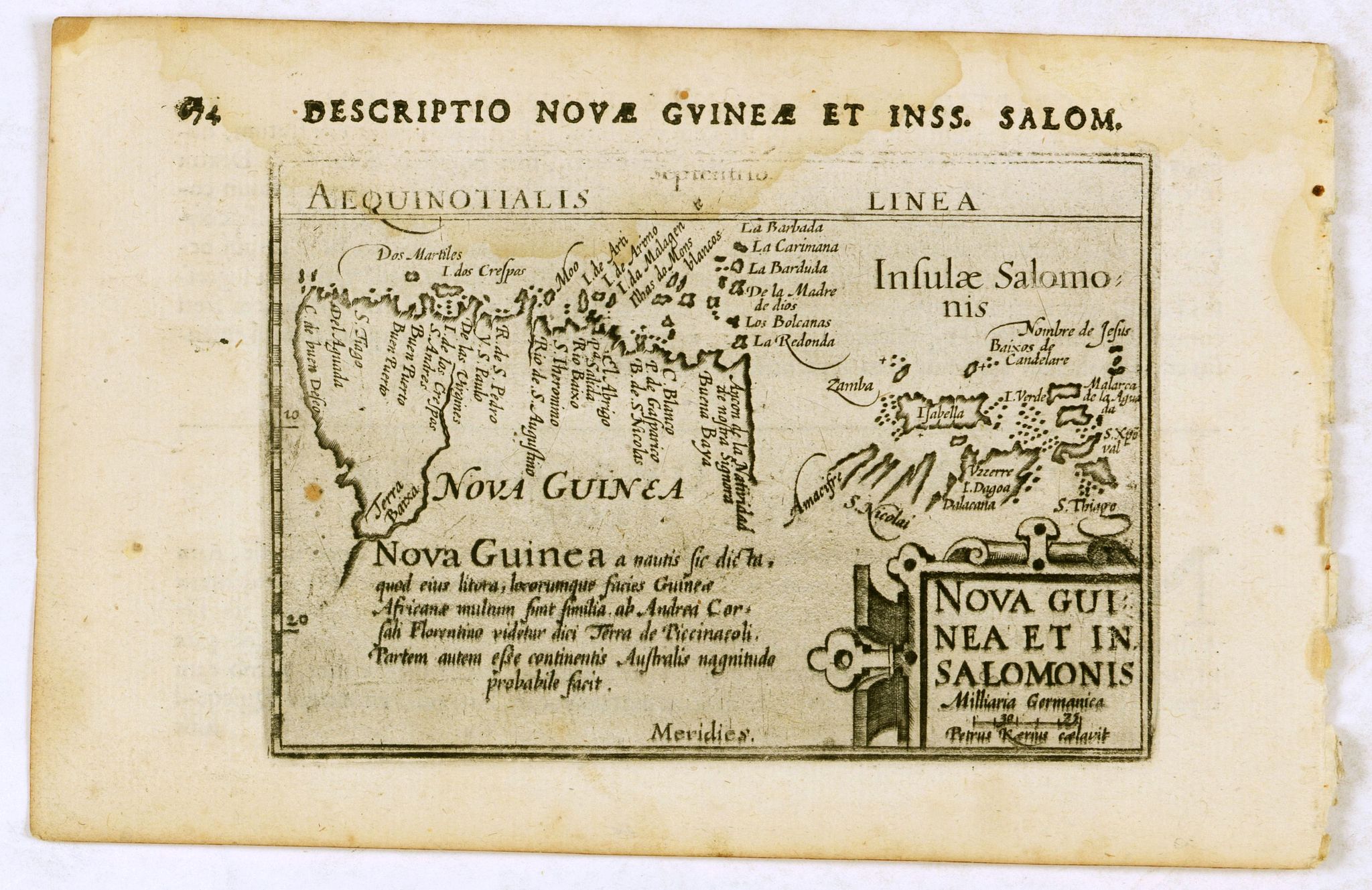 LANGENES,B./ KAERIUS, P., Nova Guinea et In. Salomonis., antique map, old maps