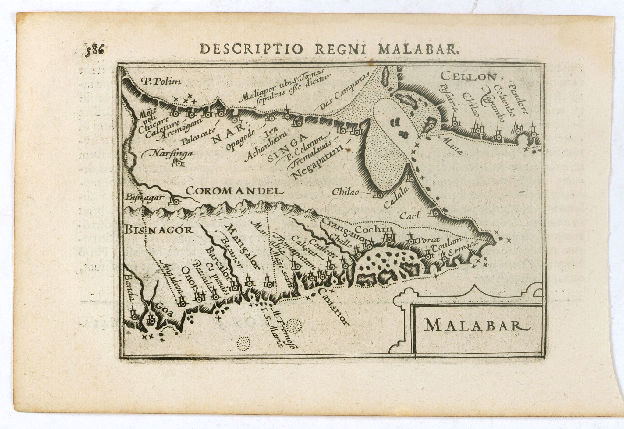 LANGENES, B. / BERTIUS, P., Malabar., antique map, old maps
