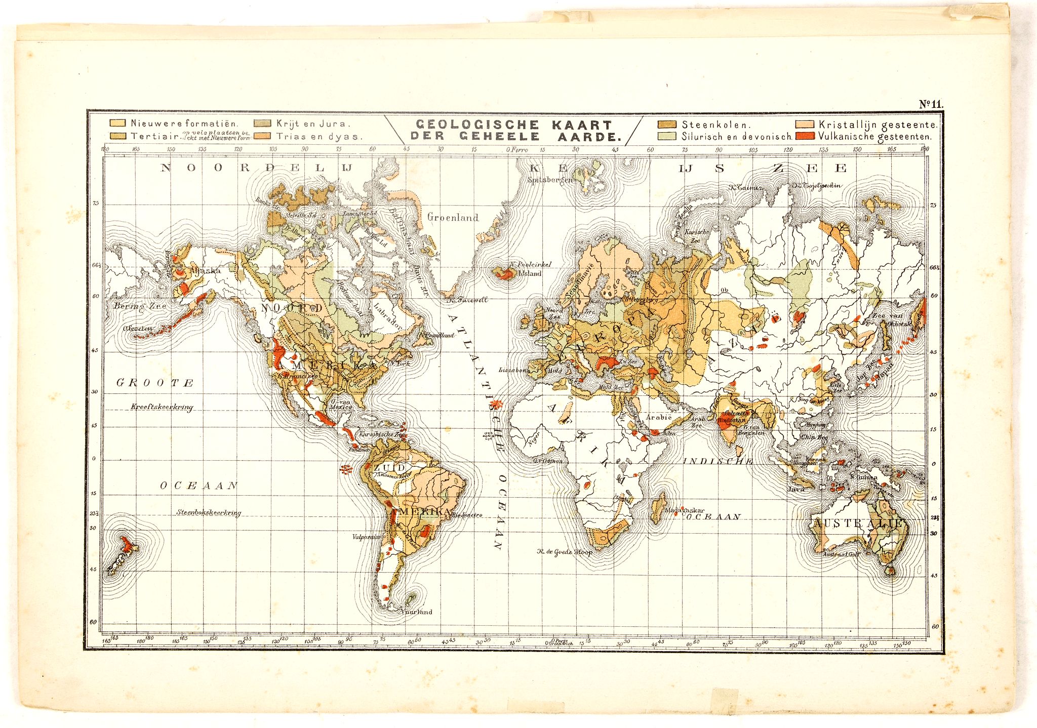 POSTHUMUS, N.W., Geologische Kaart der Geheele Aarde., antique map, old maps