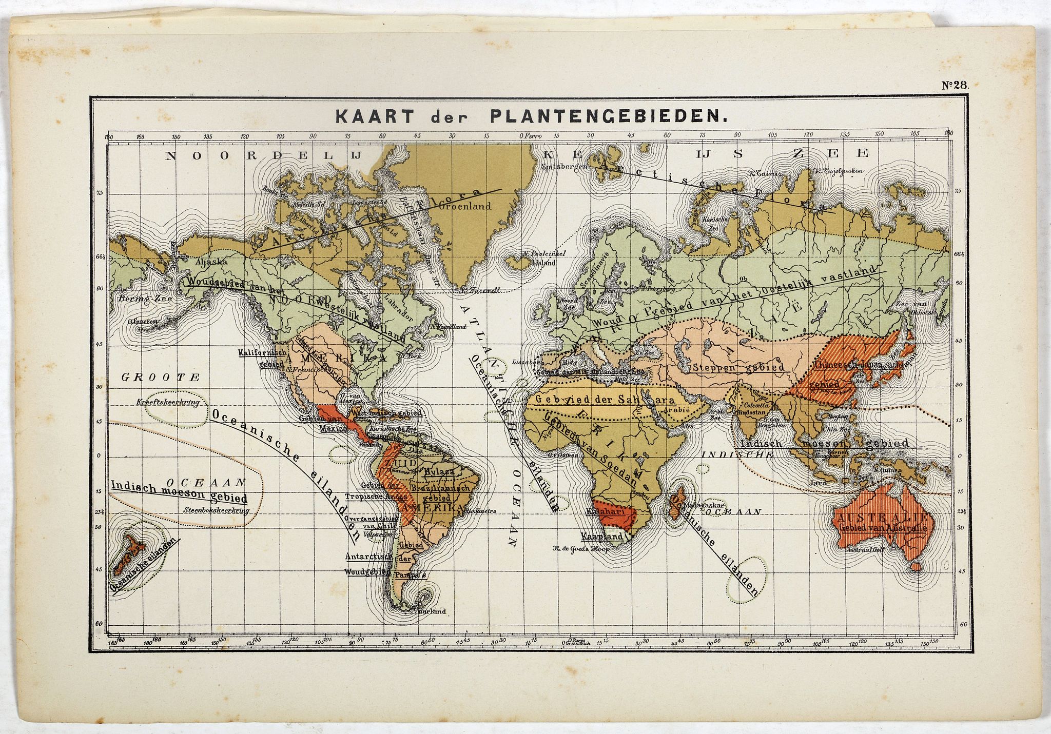 POSTHUMUS, N.W., Kaart der Plantengebieden., antique map, old maps