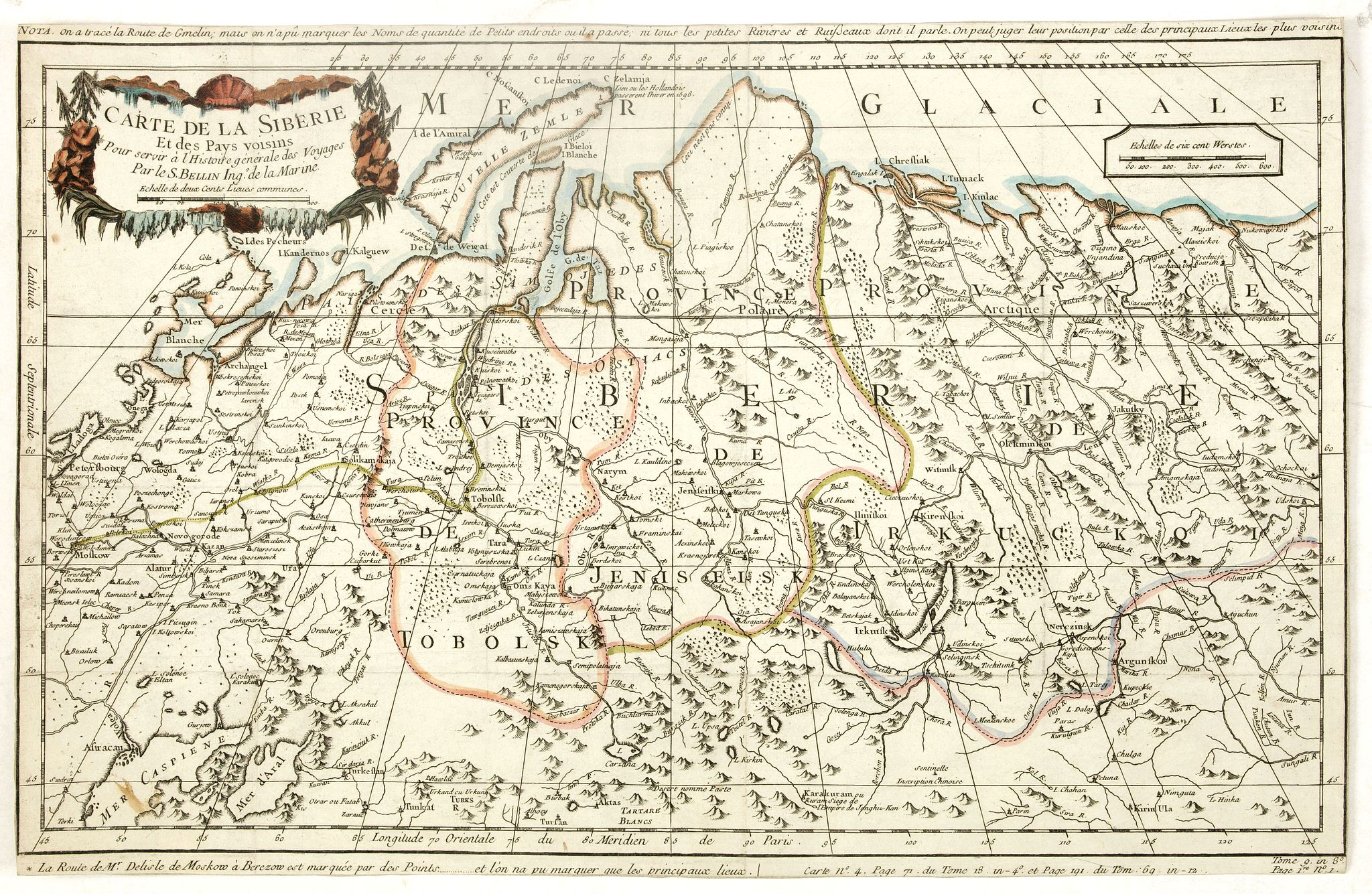 BELLIN, J.N., Carte de la sibérie et des Pays voisins., antique map, old maps
