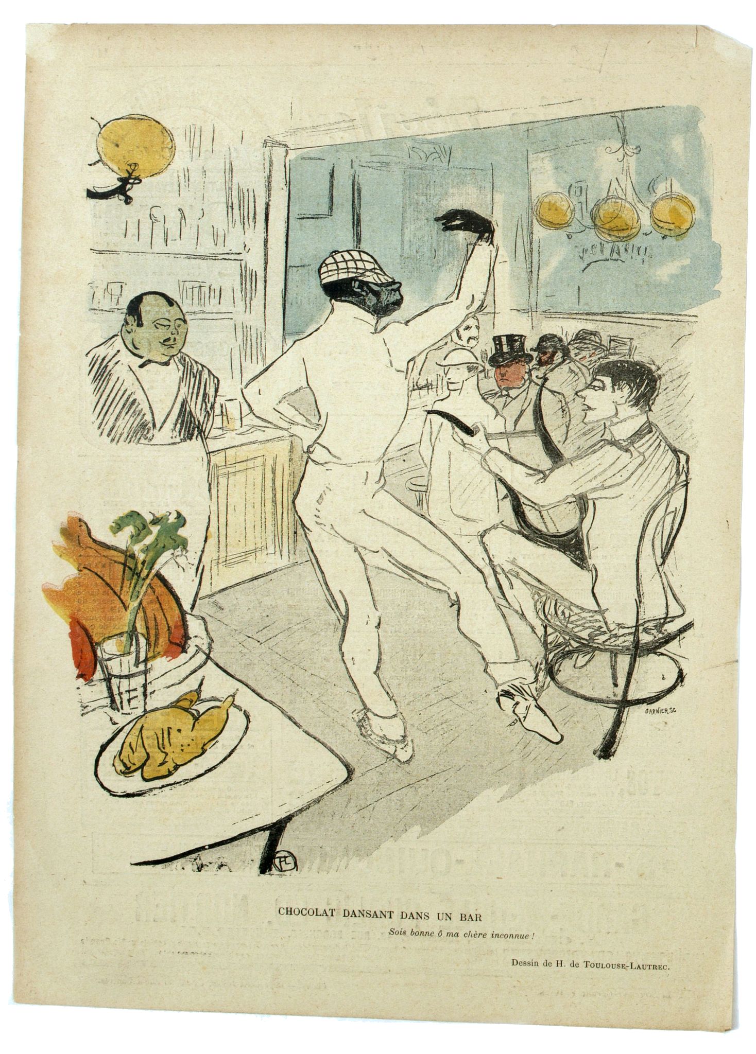 TOULOUSE-LAUTREC, H. de, Chocolat dansant dans un bar., antique map, old maps