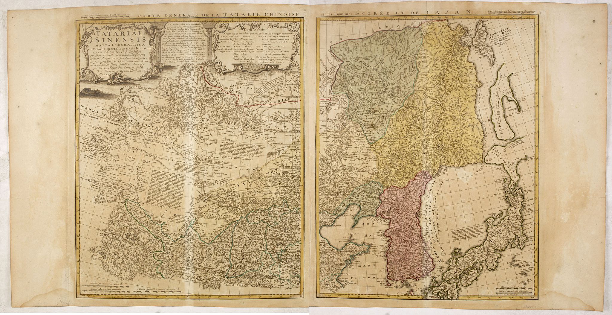 HOMANN, J.B., Tartariae Sinensis mappa geographica ex Tabulis specialibus RRPP Iesuitarun nec non Relationibus R.P. Gerbillon / per Dom d'Anville, . . . primum A° 1732 nunc se Nunc secundum LL. projectionis . . . descripta per Tobiam Mayer, antique map, old maps