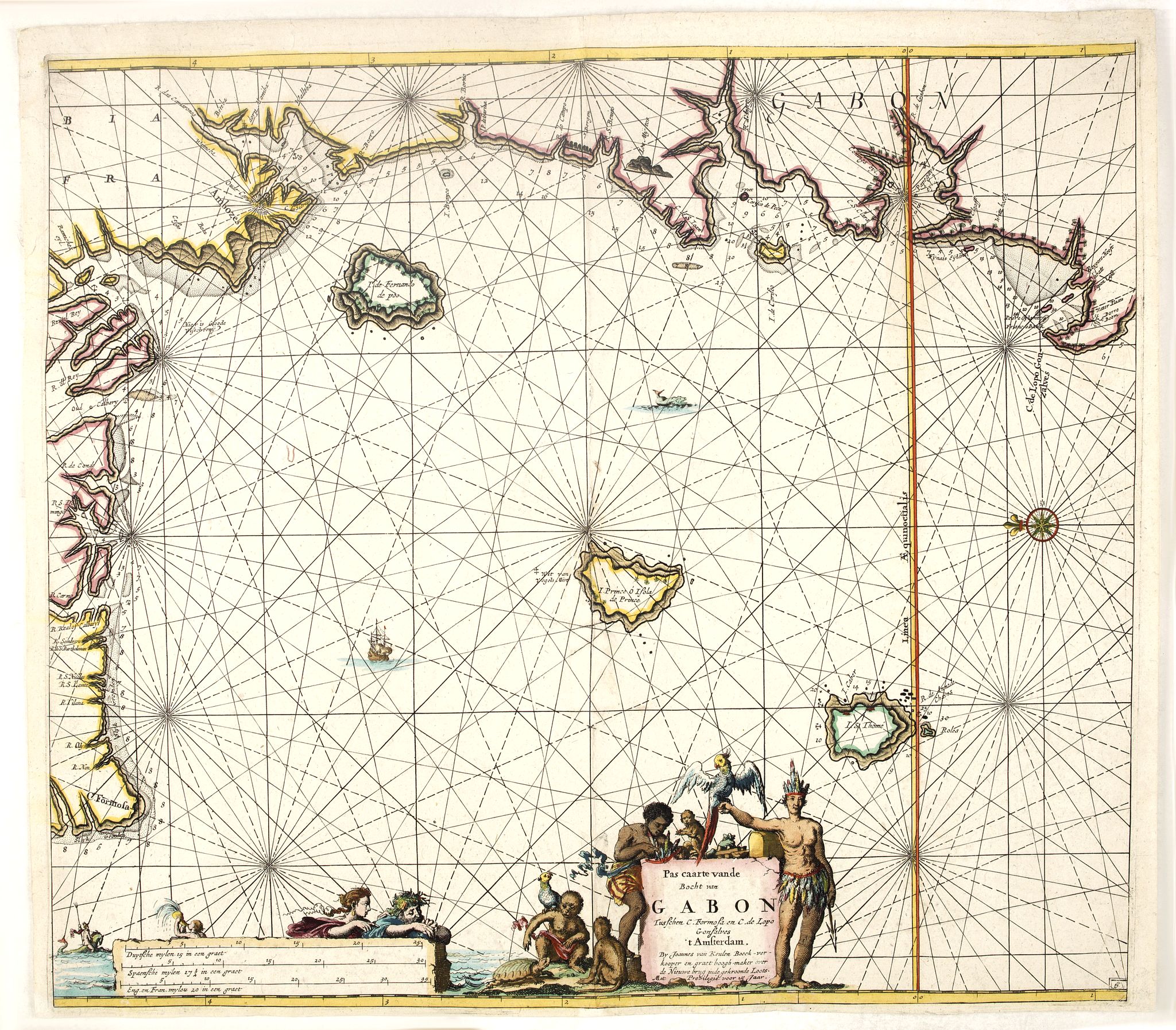 VAN KEULEN, J., Pas caarte van de Bocht van Gabon Tusschen C. Formose en C. de Lopo Gansalves. . ., antique map, old maps
