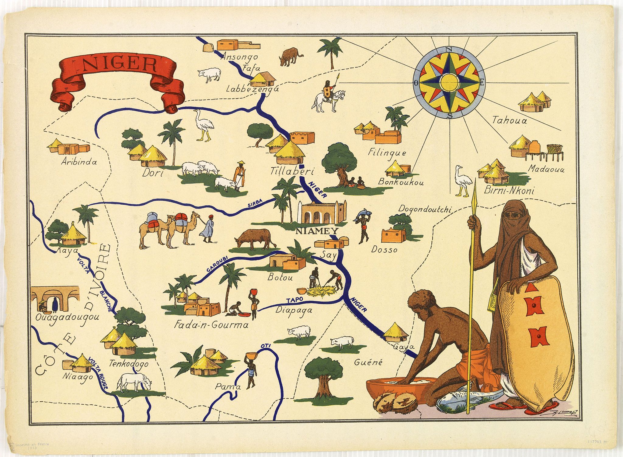 JYLBERT, Niger., antique map, old maps