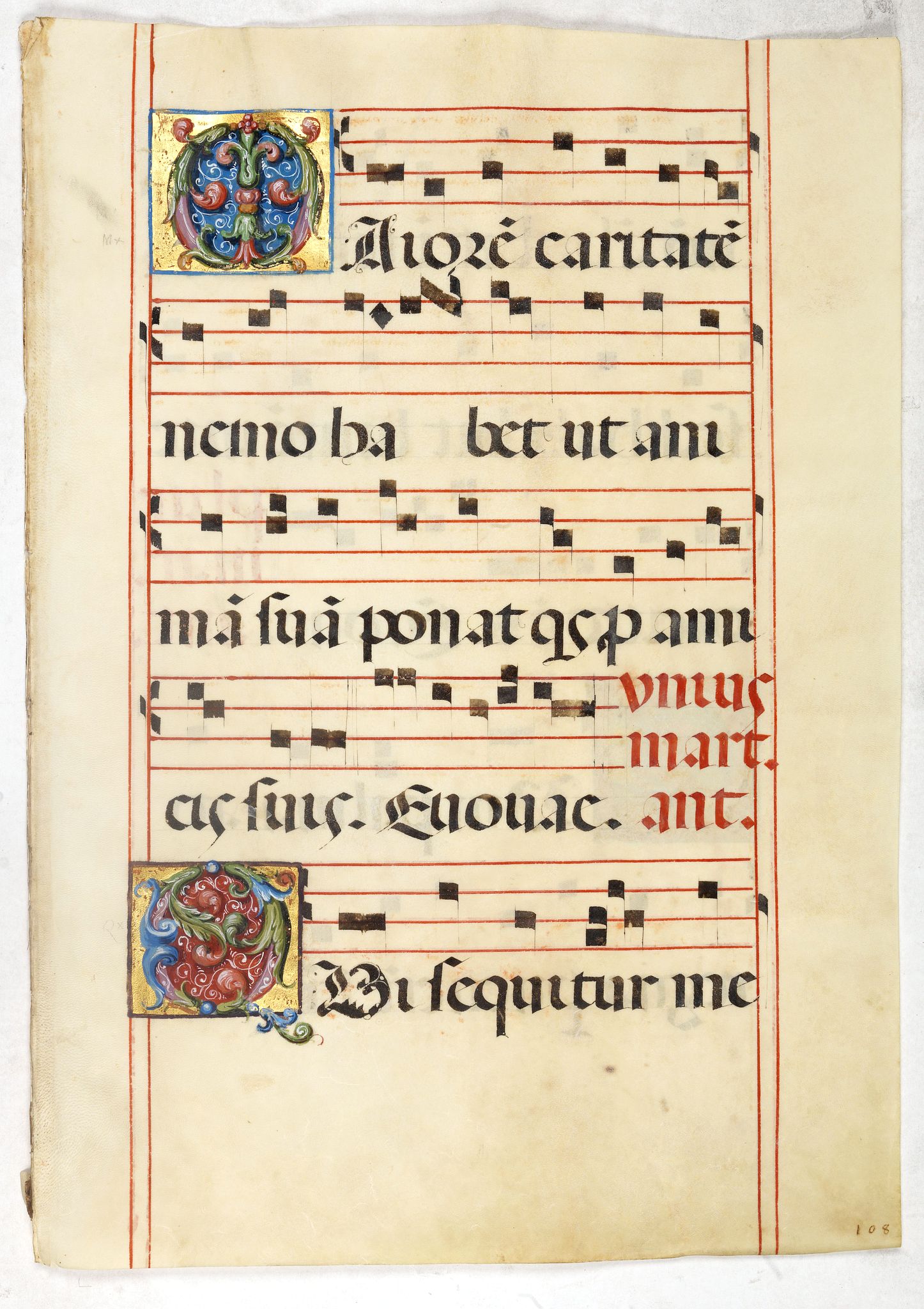 ANTIPHONARIUM, Leaf on vellum from an antiphonary., antique map, old maps