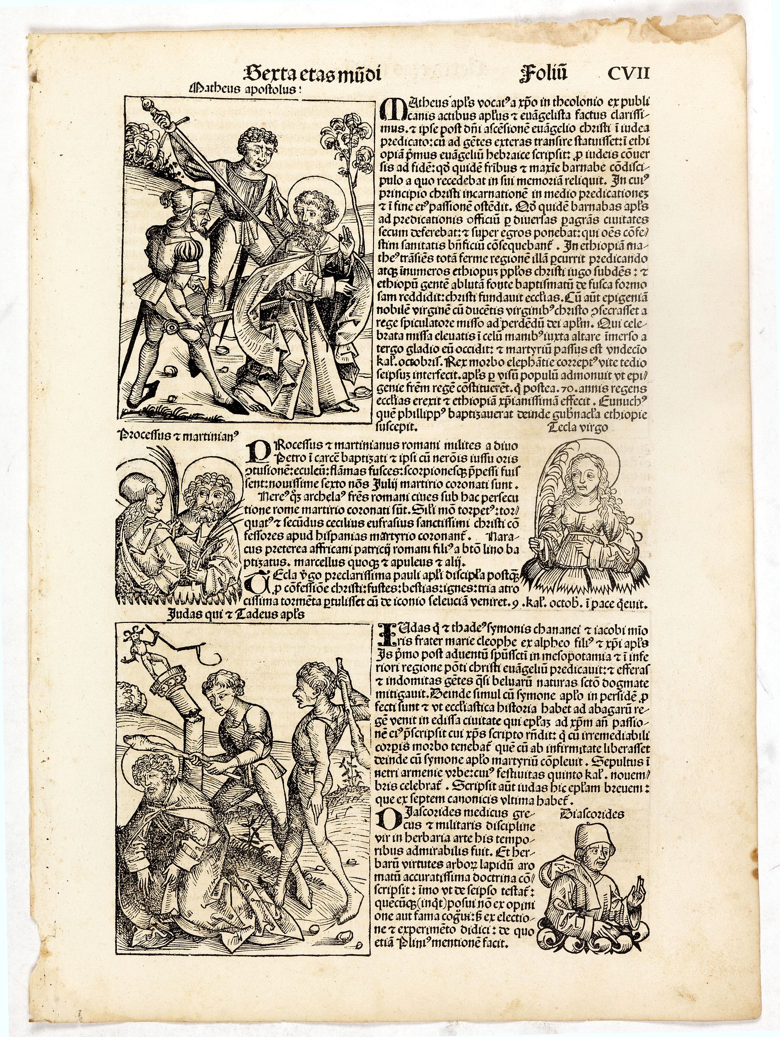 SCHEDEL, H., Sexta Etas Mundi. Folium. CVII, antique map, old maps