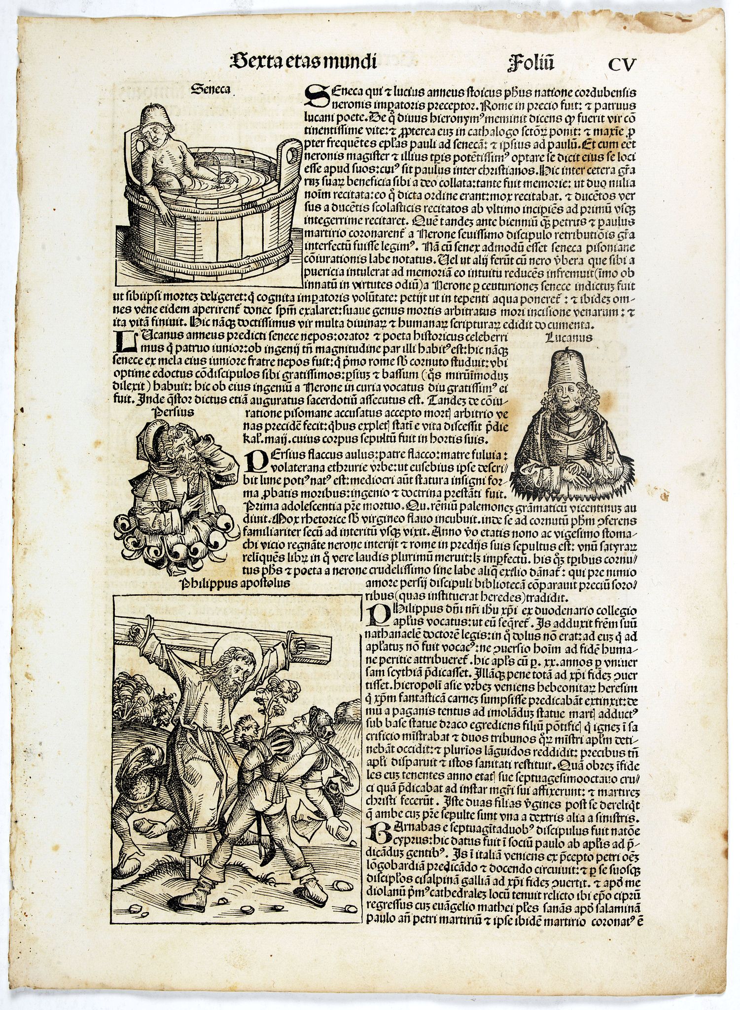 SCHEDEL, H., Sexta Etas Mundi. Folio CV., antique map, old maps