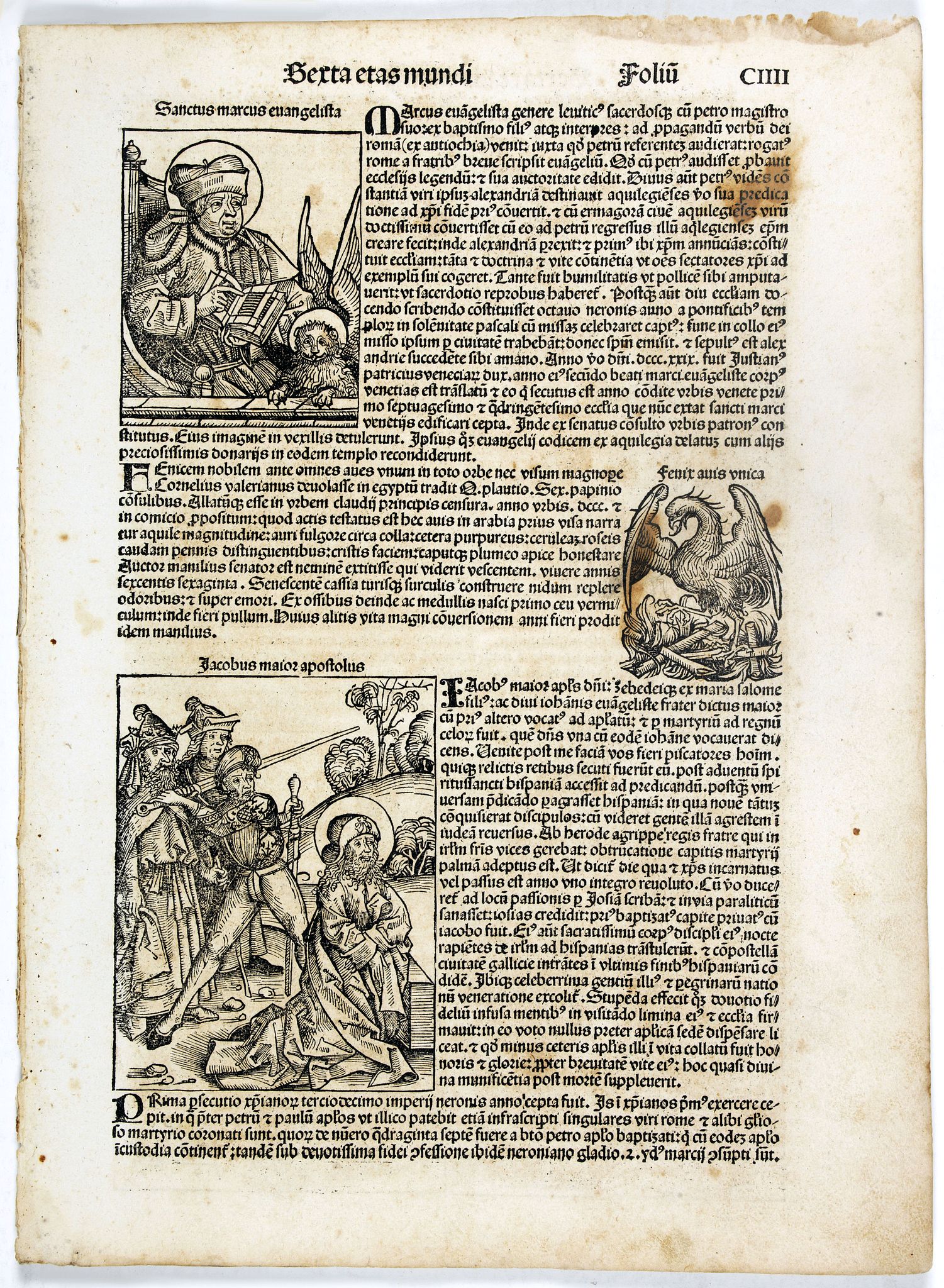 SCHEDEL, H., Sexta Etas Mundi. Folium. CIIII, antique map, old maps