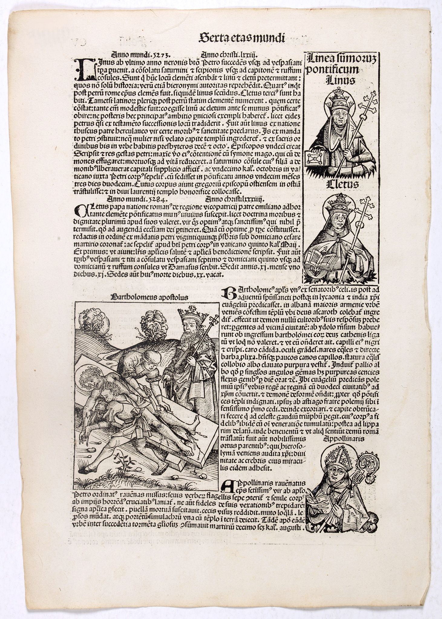 SCHEDEL, H., Sexta Etas Mundi. Folio CV., antique map, old maps
