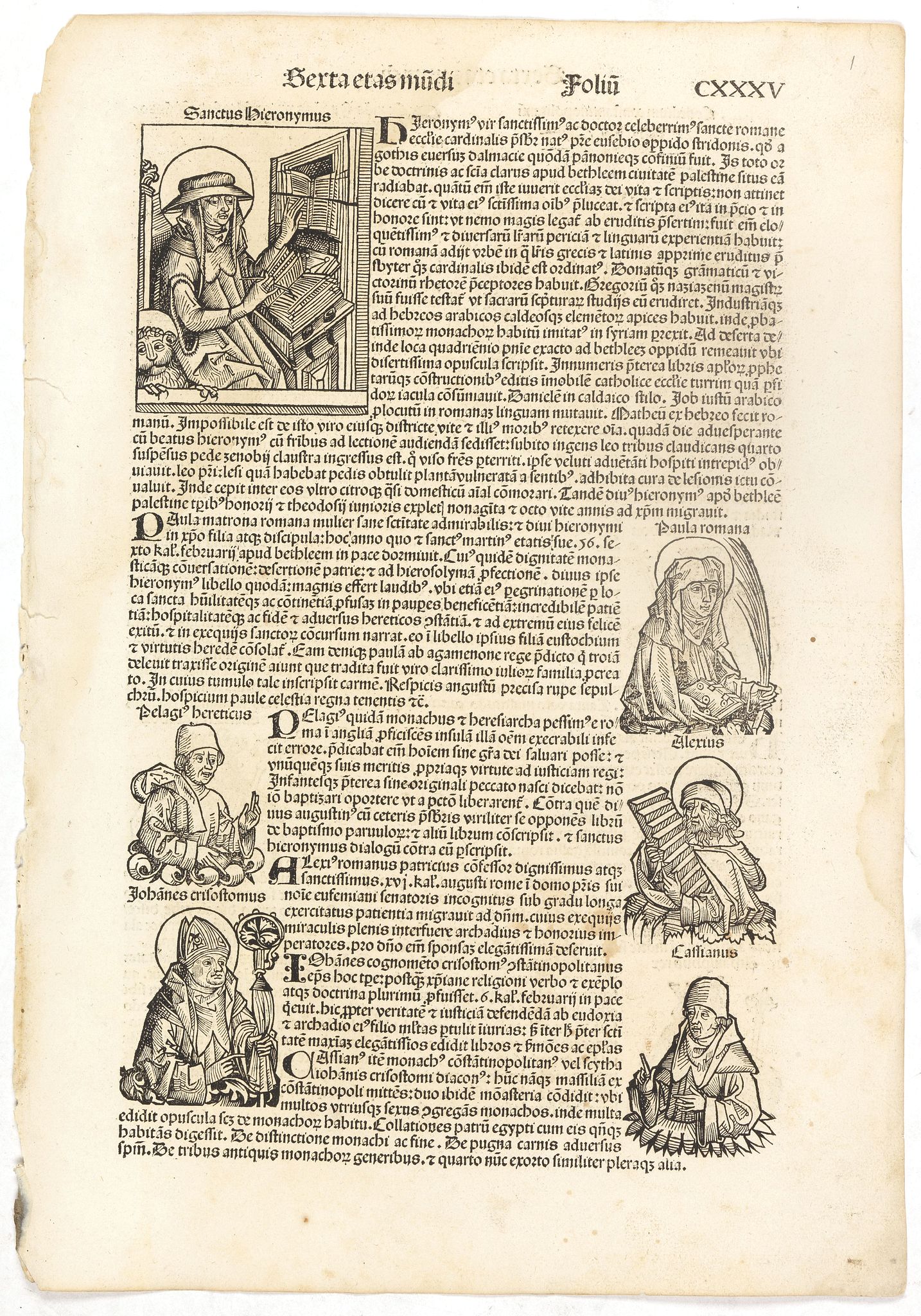SCHEDEL, H., Sexta Etas Mundi. Folium. CXXXV, antique map, old maps
