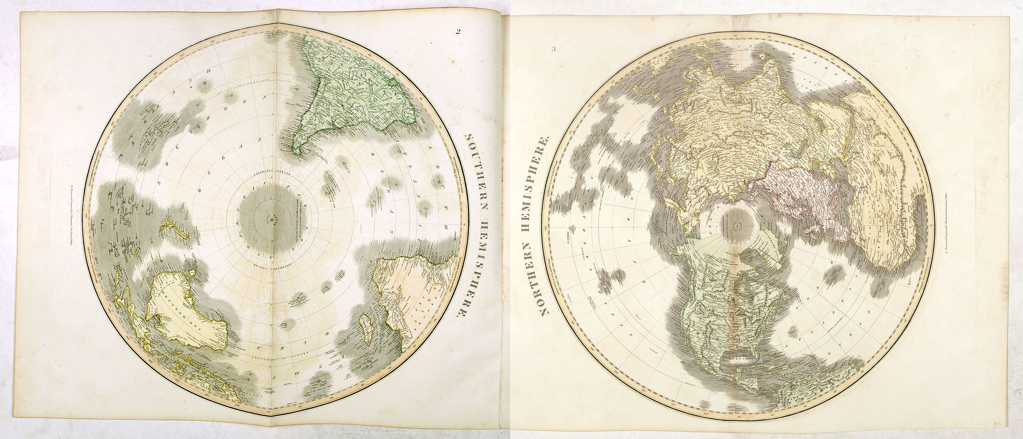 THOMSON, J., Northern Hemisphere / Southern Hemisphere., antique map, old maps