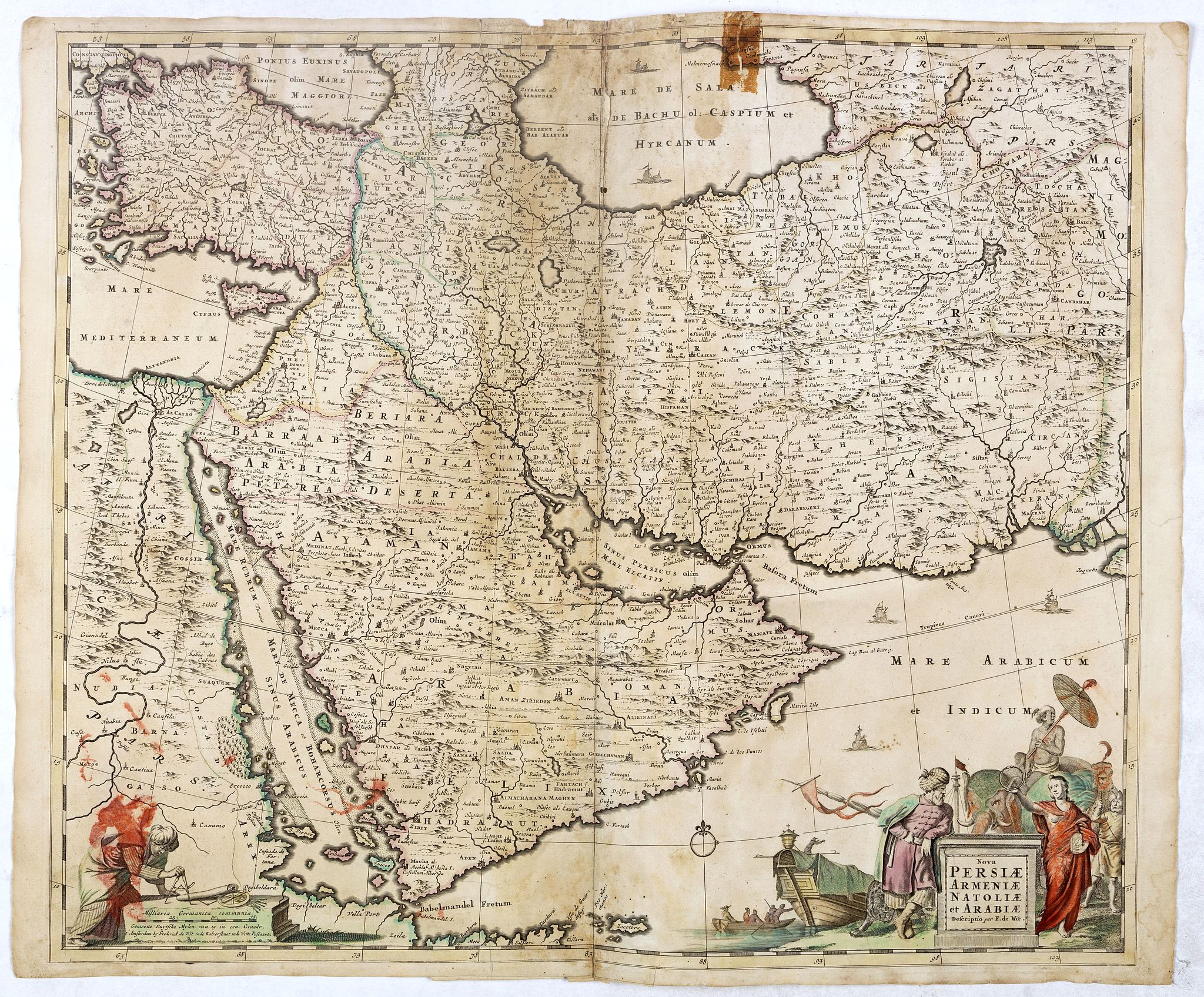 DE WIT, F., Nova Persiae Armeniae Natoliae et Arabiae., antique map, old maps