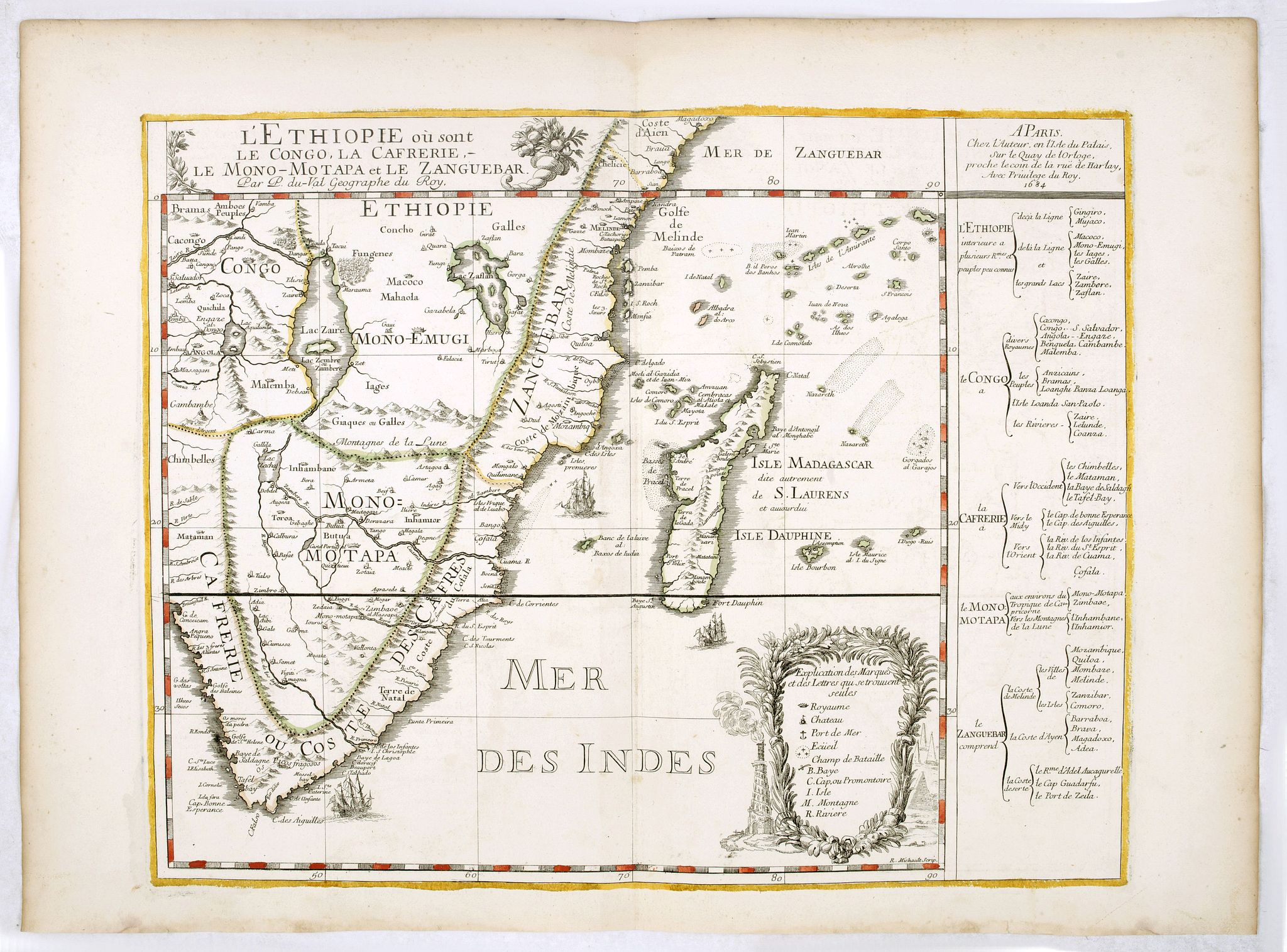 DU VAL, P., L'Ethiopieoù sont le Congo, La Cafrerie, Le Mono-Montapa et le Zanguebar., antique map, old maps