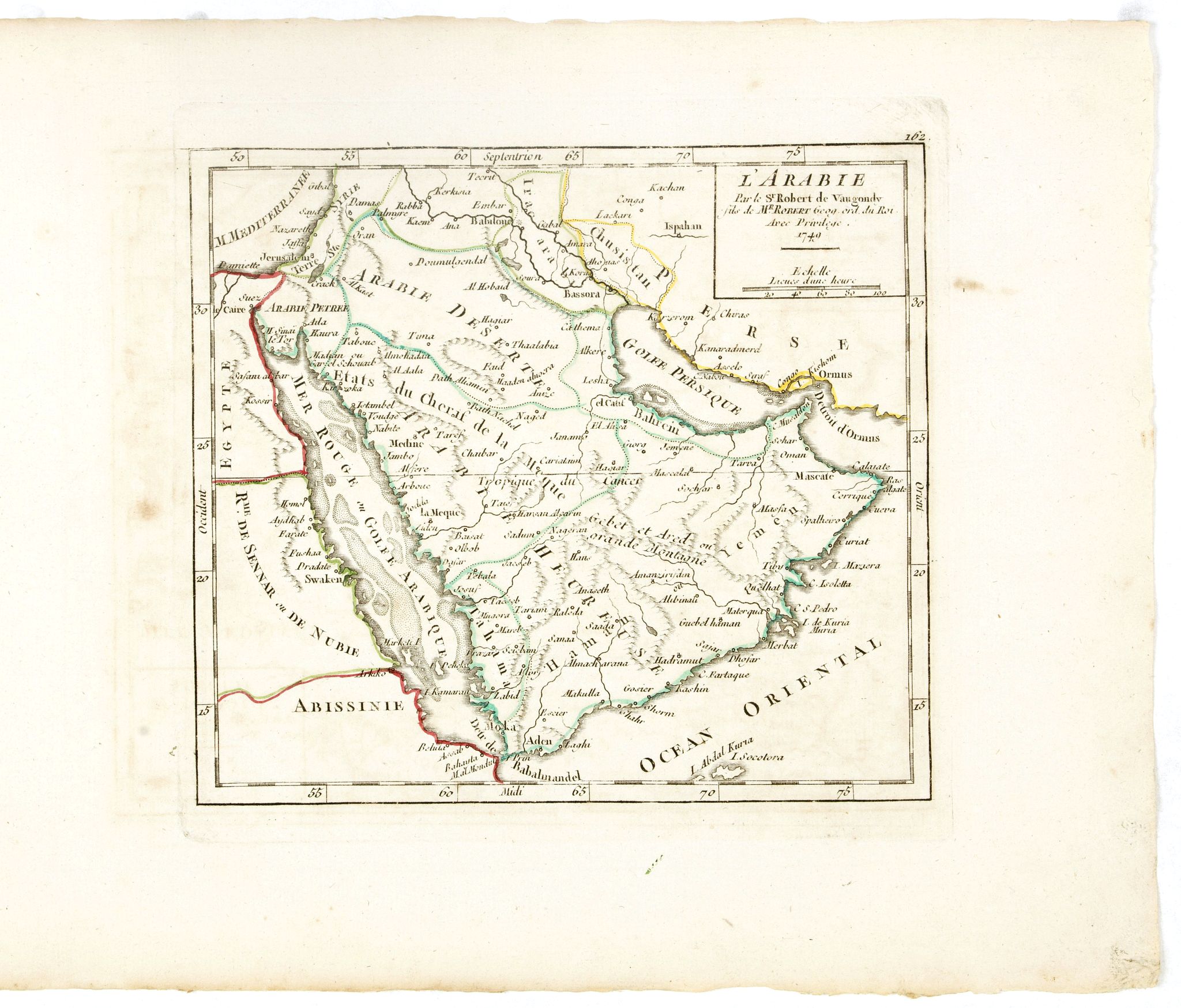 VAUGONDY, R. de, L'Arabie., antique map, old maps