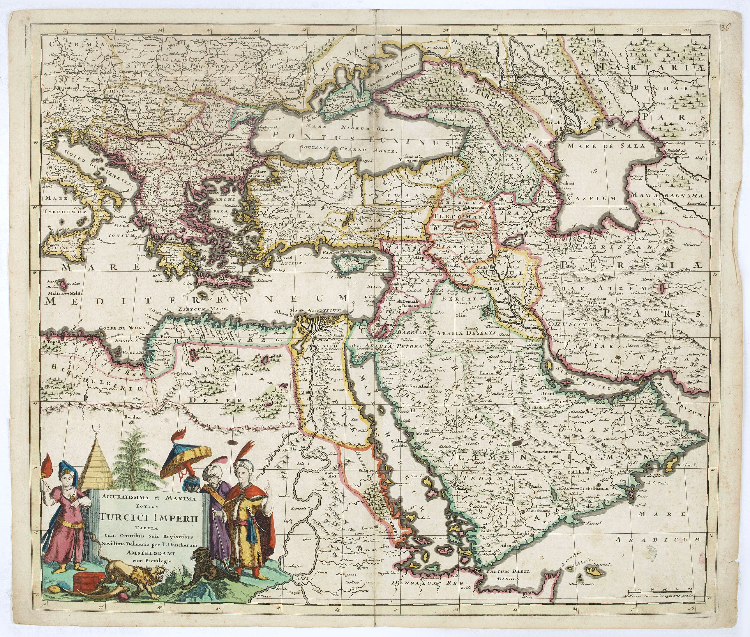 DANCKERTS, T., Accuratissima et maxima totius Turcici Imperii.., antique map, old maps
