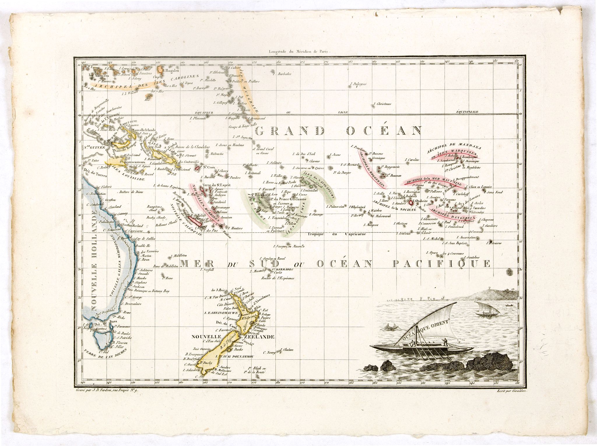 TARDIEU, J-B., Océanique orient., antique map, old maps