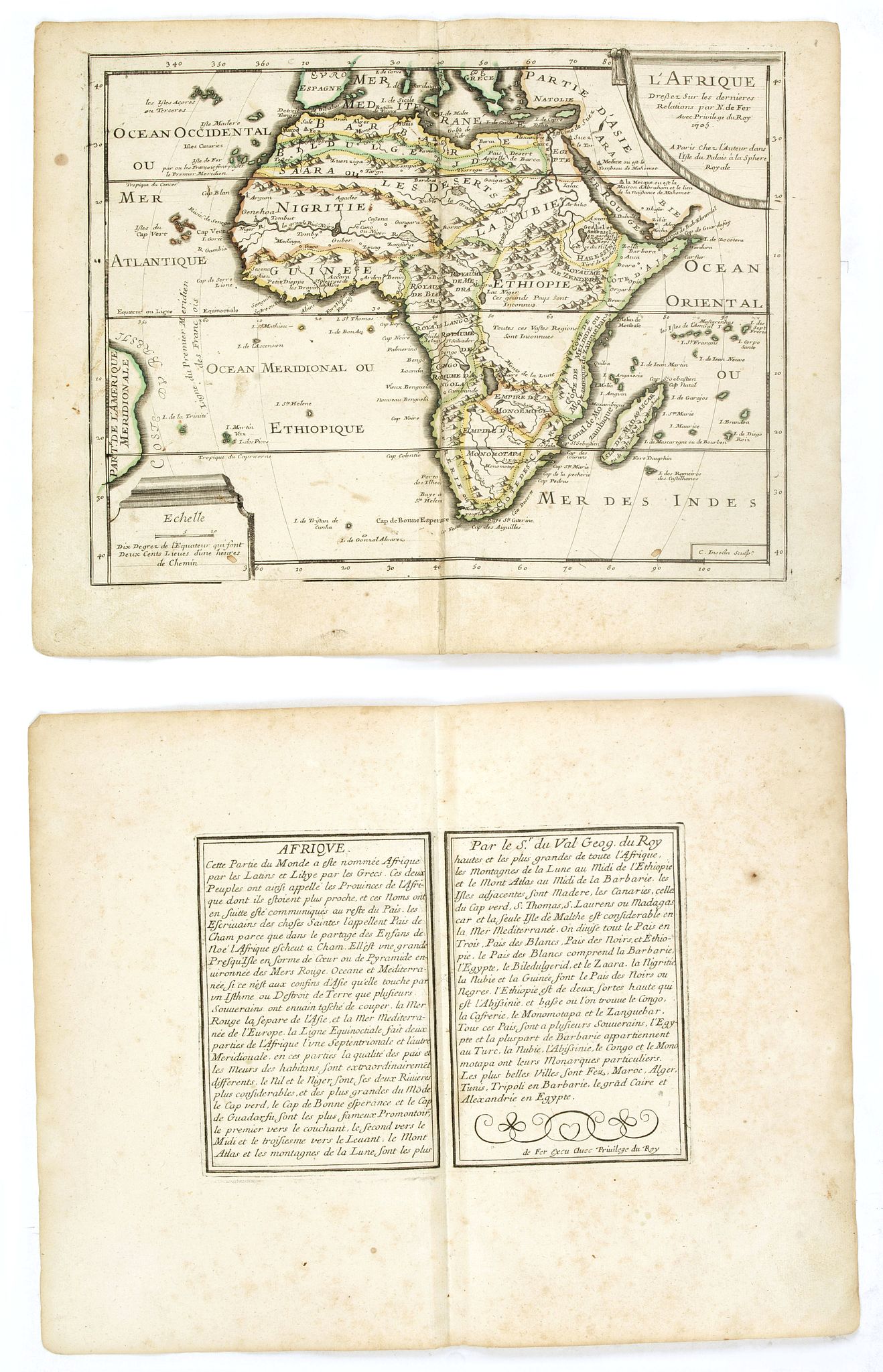 DE FER, N., L'Afrique dressée sur les dernieres Relations . . ., antique map, old maps