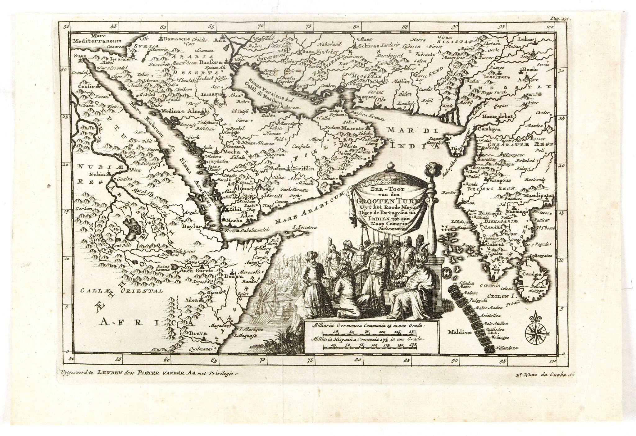 VAN DER AA, P., Zee-Togt van den Grooten Turk . . ., antique map, old maps