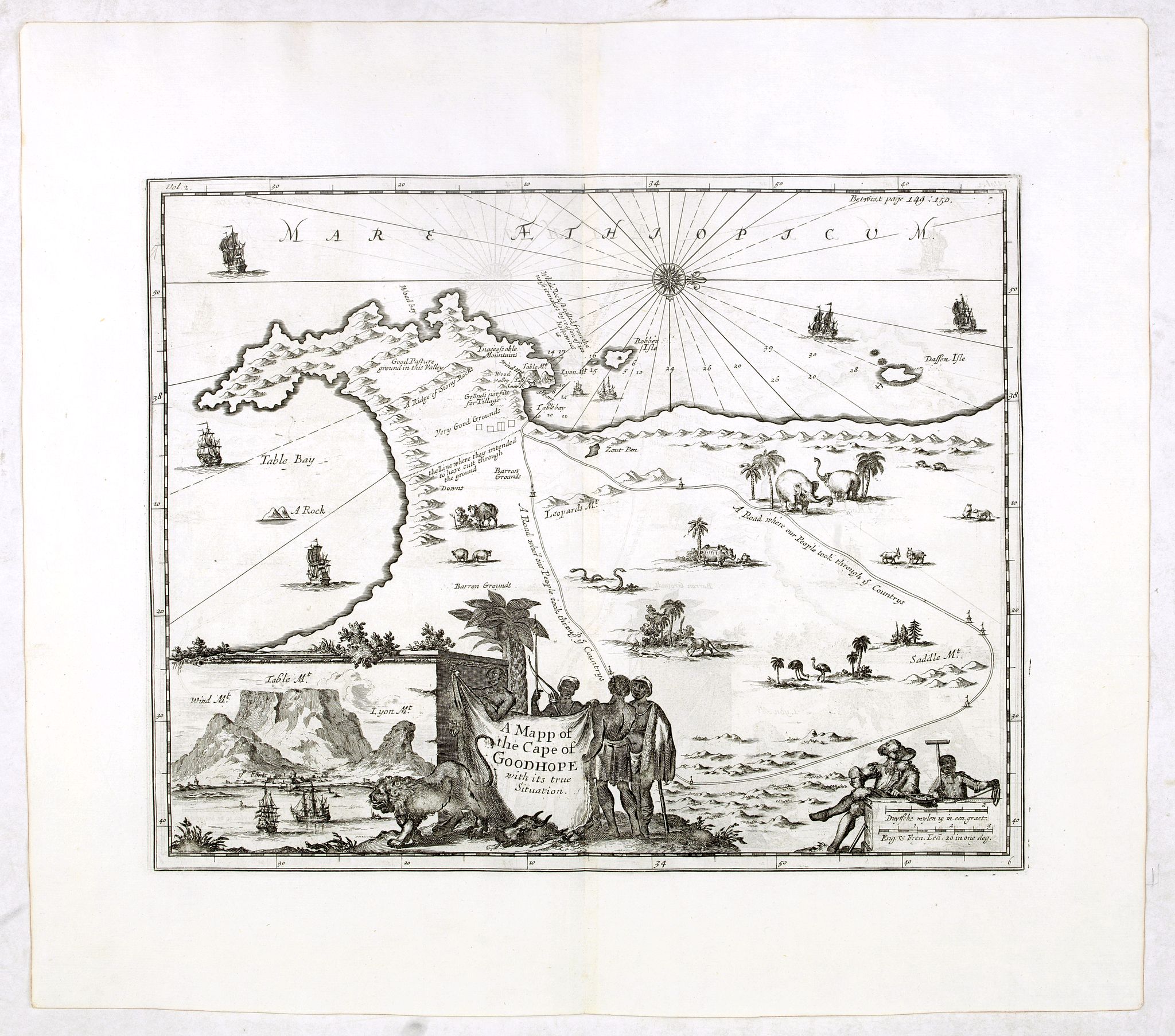 CHURCHIL, J., A mapp of the Cape of Goodhope with its true Situation., antique map, old maps