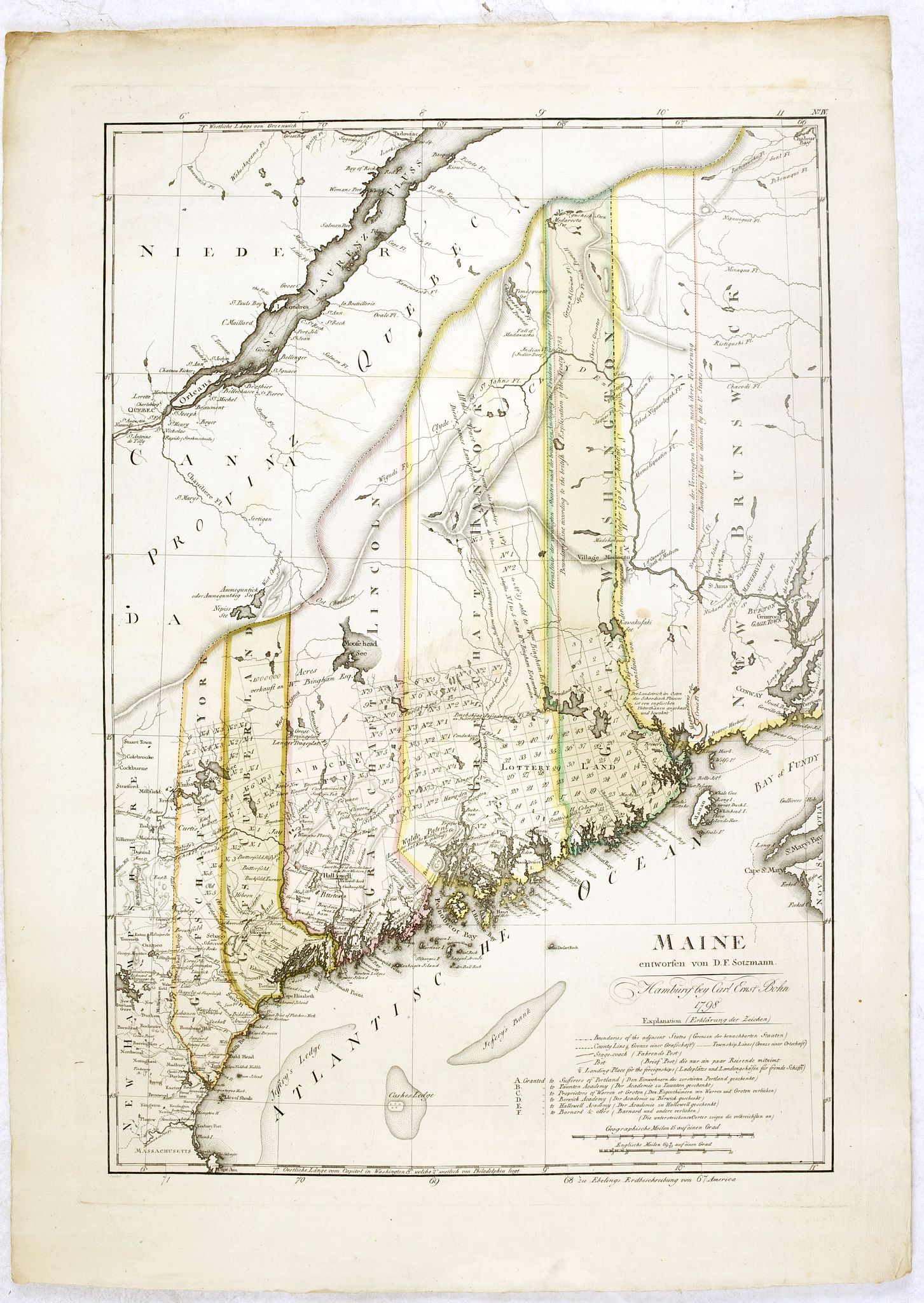 SOTZMANN, D.F., Maine entworfen von D.F. Sotzmann. Hamburg bey Carl Ernst Bohn 1798 . . . NO.VII, antique map, old maps