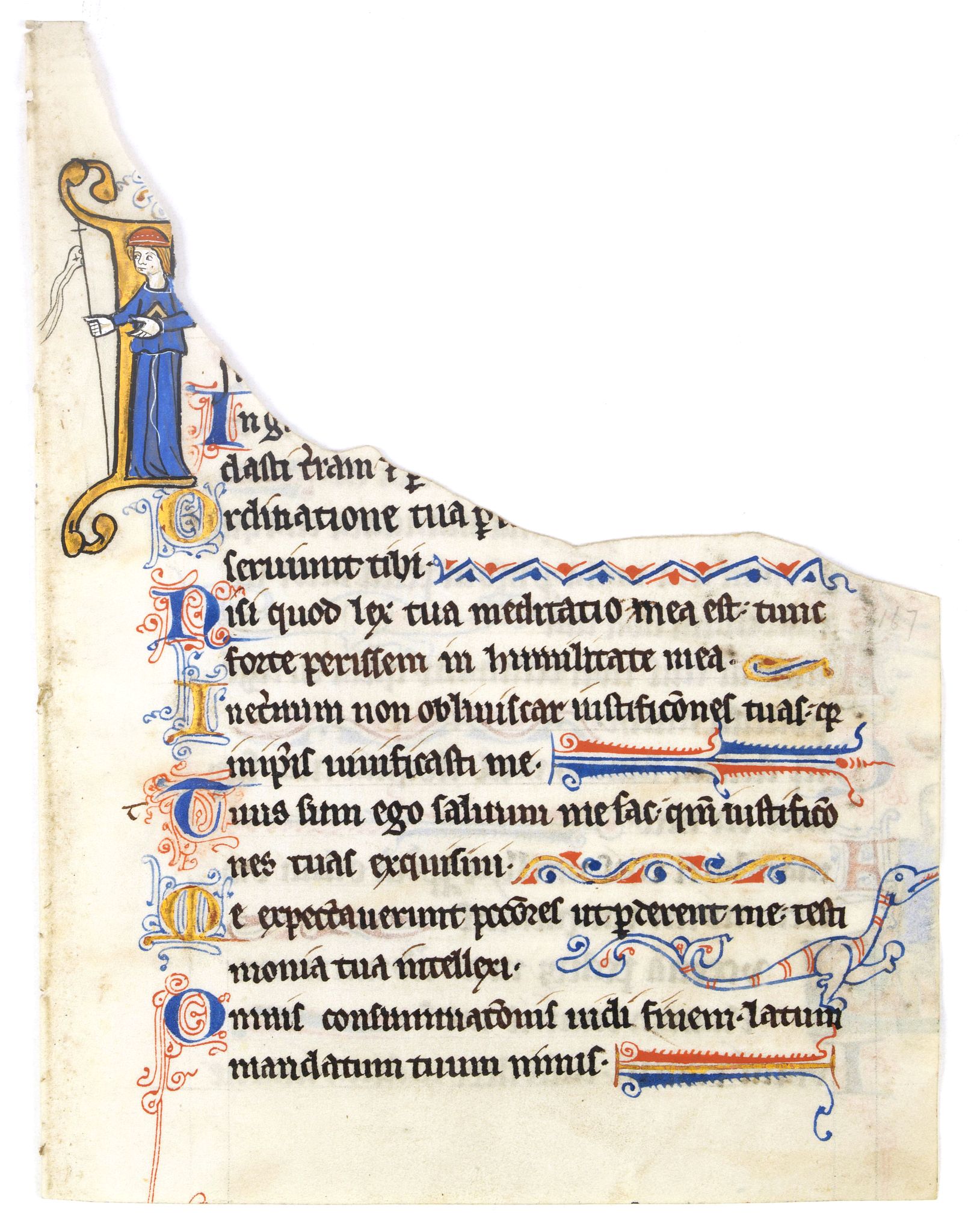 ANONYMOUS, Illuminated leaf from a lithurgical Psalter., antique map, old maps