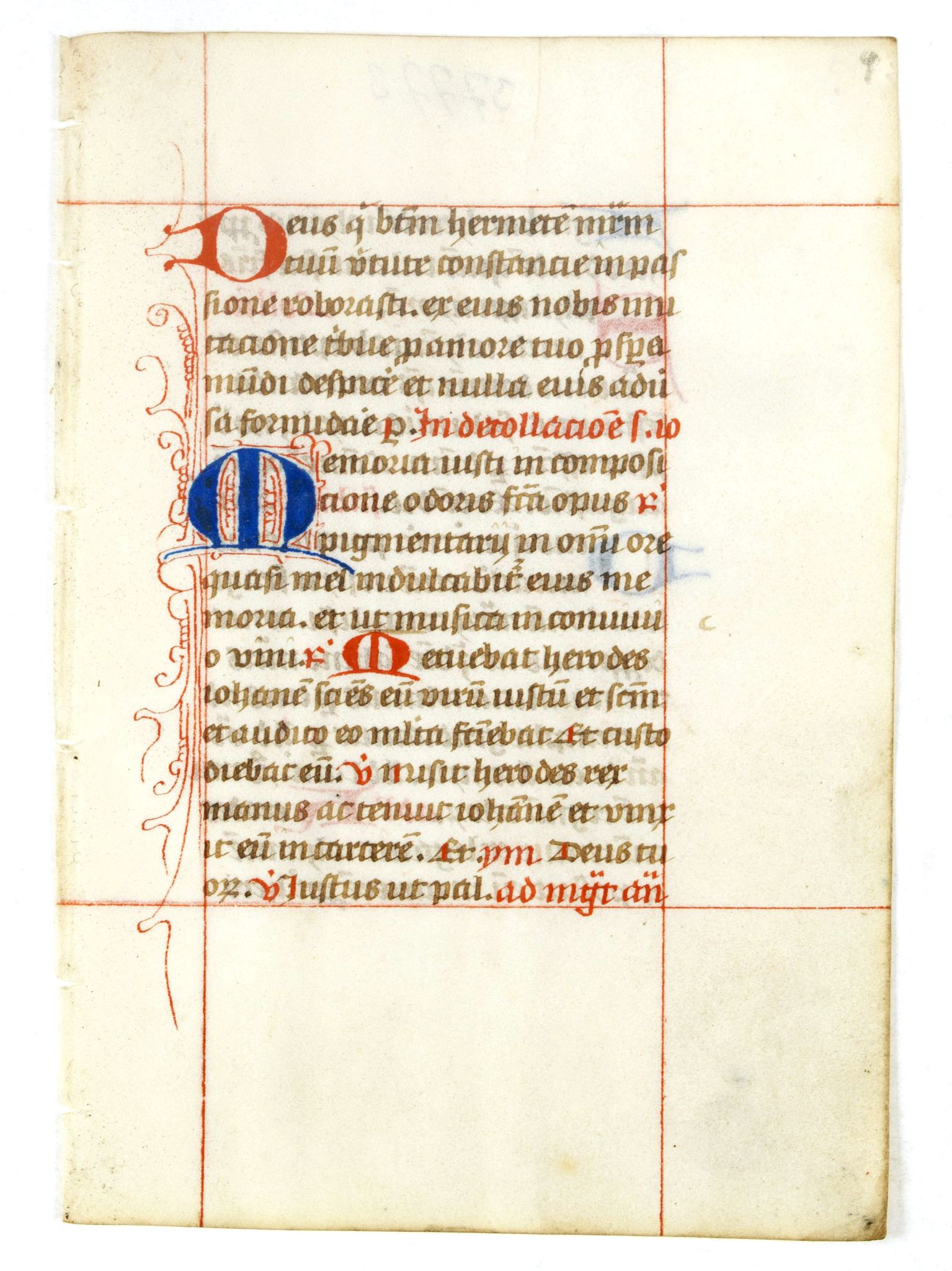 BREVIER, A leaf from a breviary., antique map, old maps