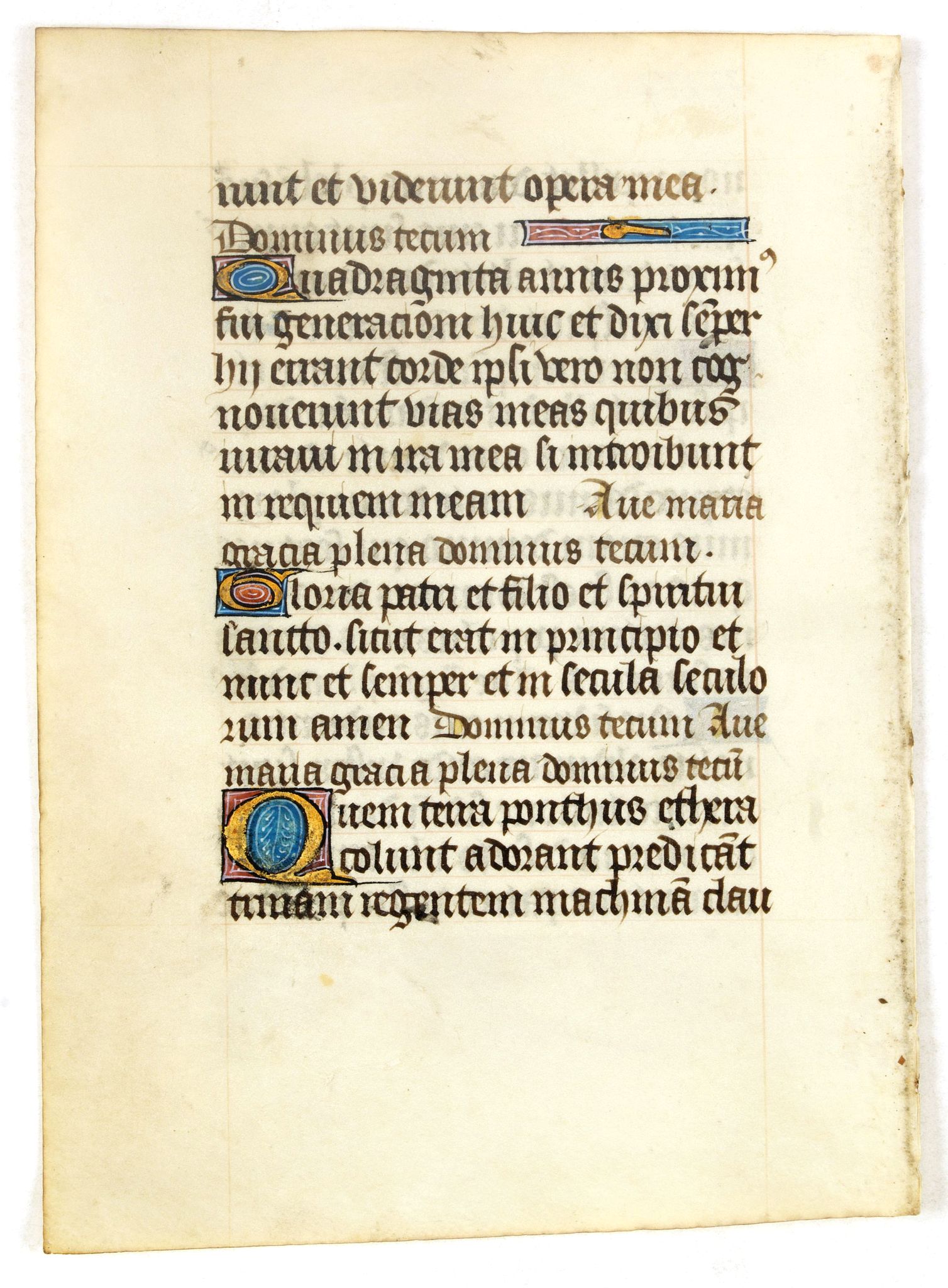 BOOK OF HOURS., Leaf on vellum from a manuscript Book of Hours., antique map, old maps
