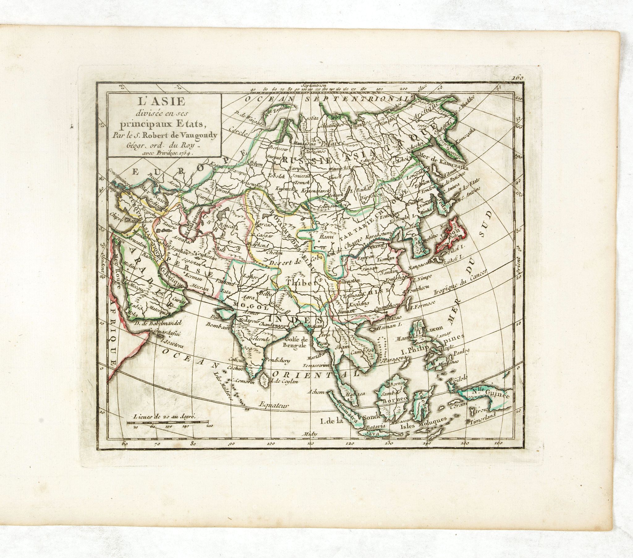 VAUGONDY, R. de, L'Asie Divisée selon ses differens Etats., antique map, old maps
