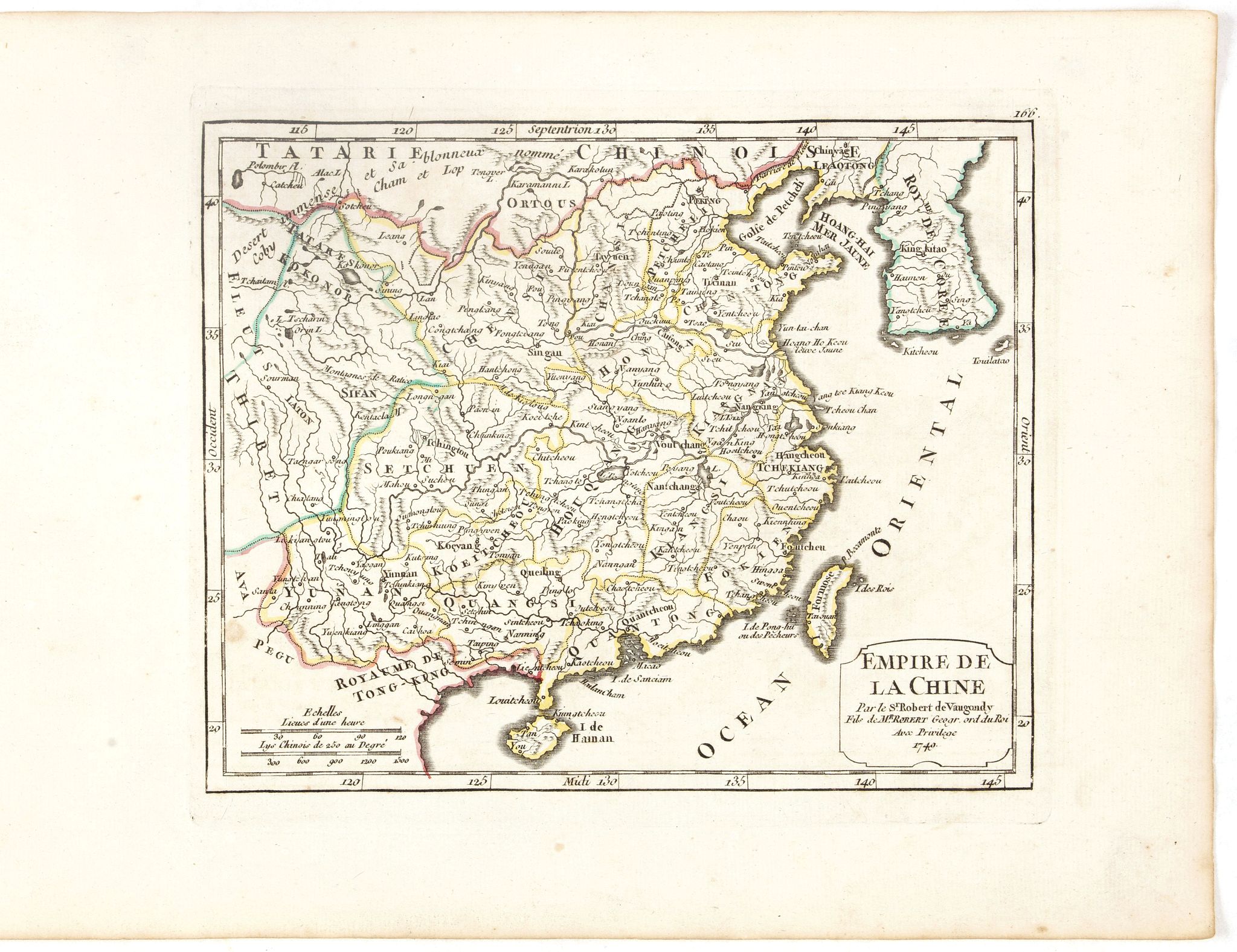 VAUGONDY, R. de, Empire de la Chine Par le Sr. Robert de Vaugondy fils de Mr. Robert Geog. Ord du Roi avec Privilege 1749., antique map, old maps