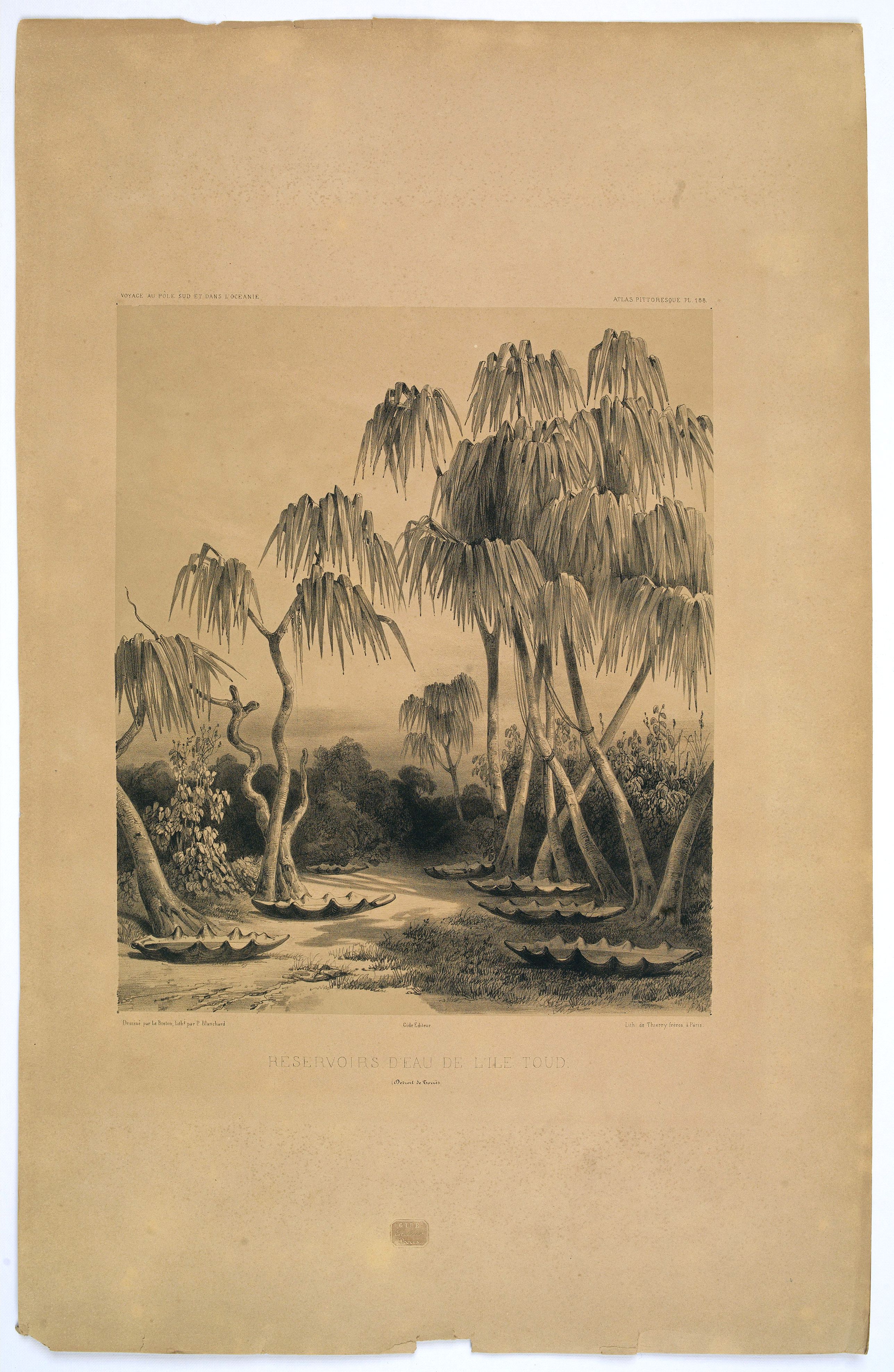 DUMONT D'URVILLE, Jules., Reservoirs d'eau de L'Ile Toud., antique map, old maps