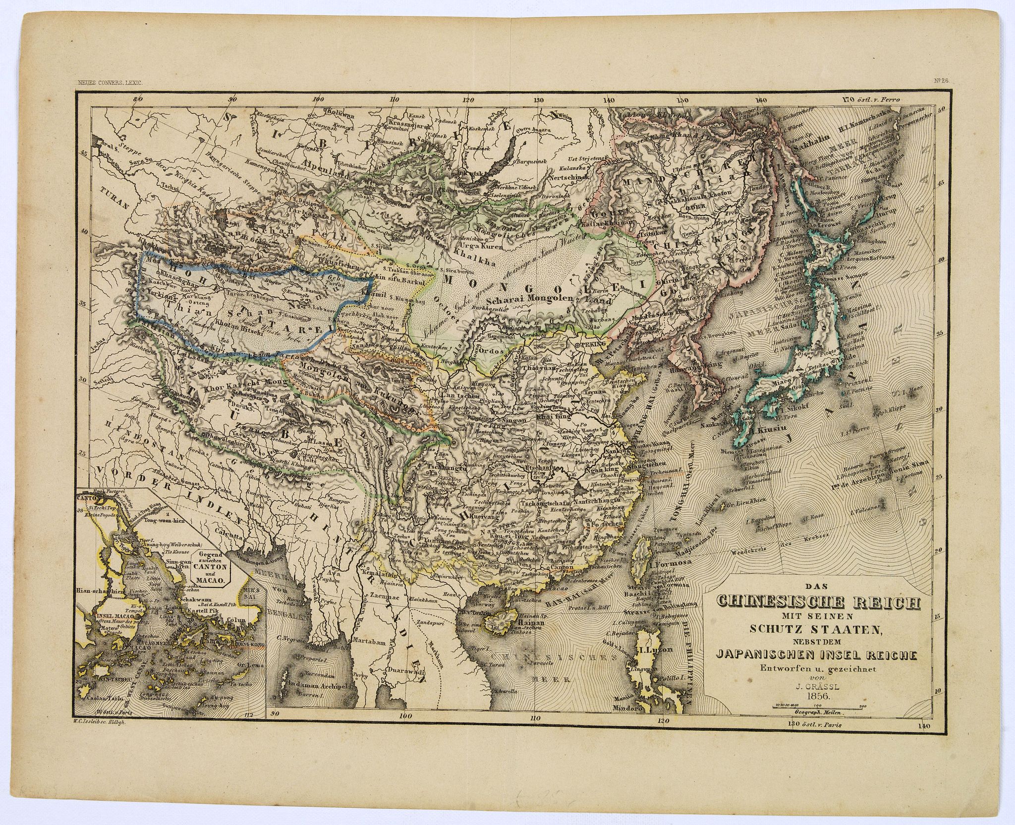 GRASSL, J. / MEYER, J., Das Chinesische Reich mit seinen Schutz Staaten…Japanischen Insel Reiche., antique map, old maps