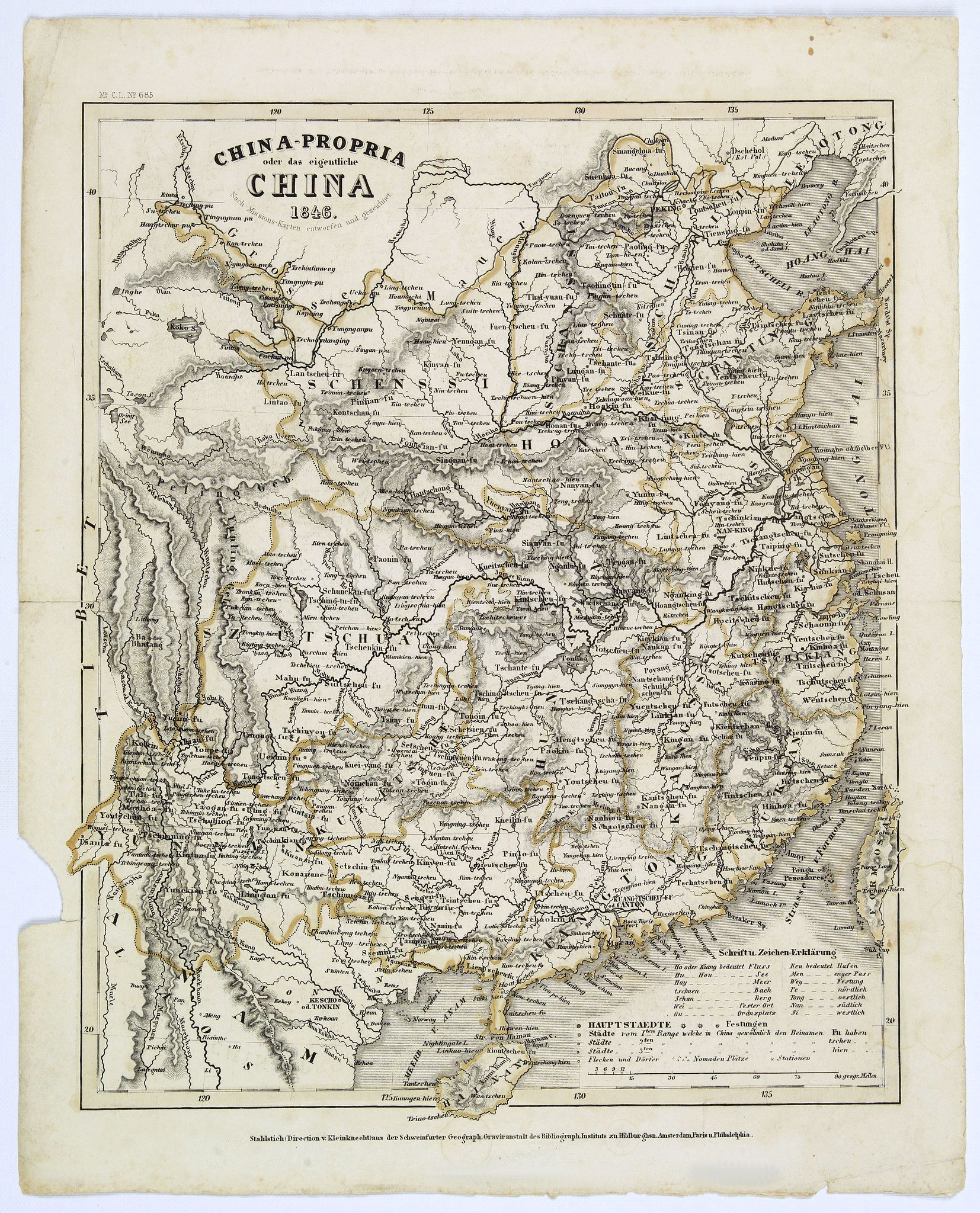 MEYER, Joseph., China-Propria oder das eigentliche China., antique map, old maps