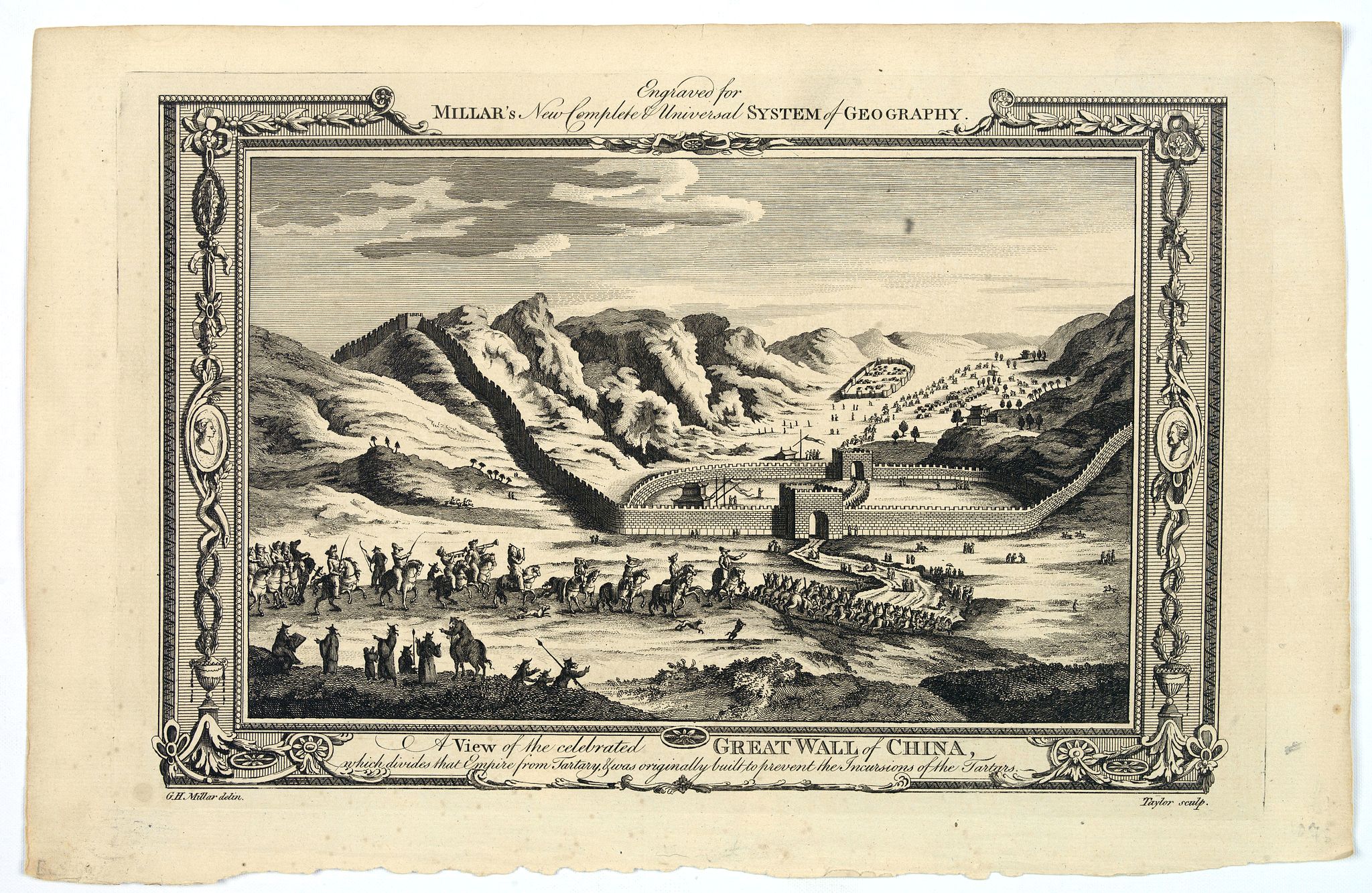 MILLAR, G.H., A View of the celebrated Great Wall of China which divides that Empire from Tartary…, antique map, old maps