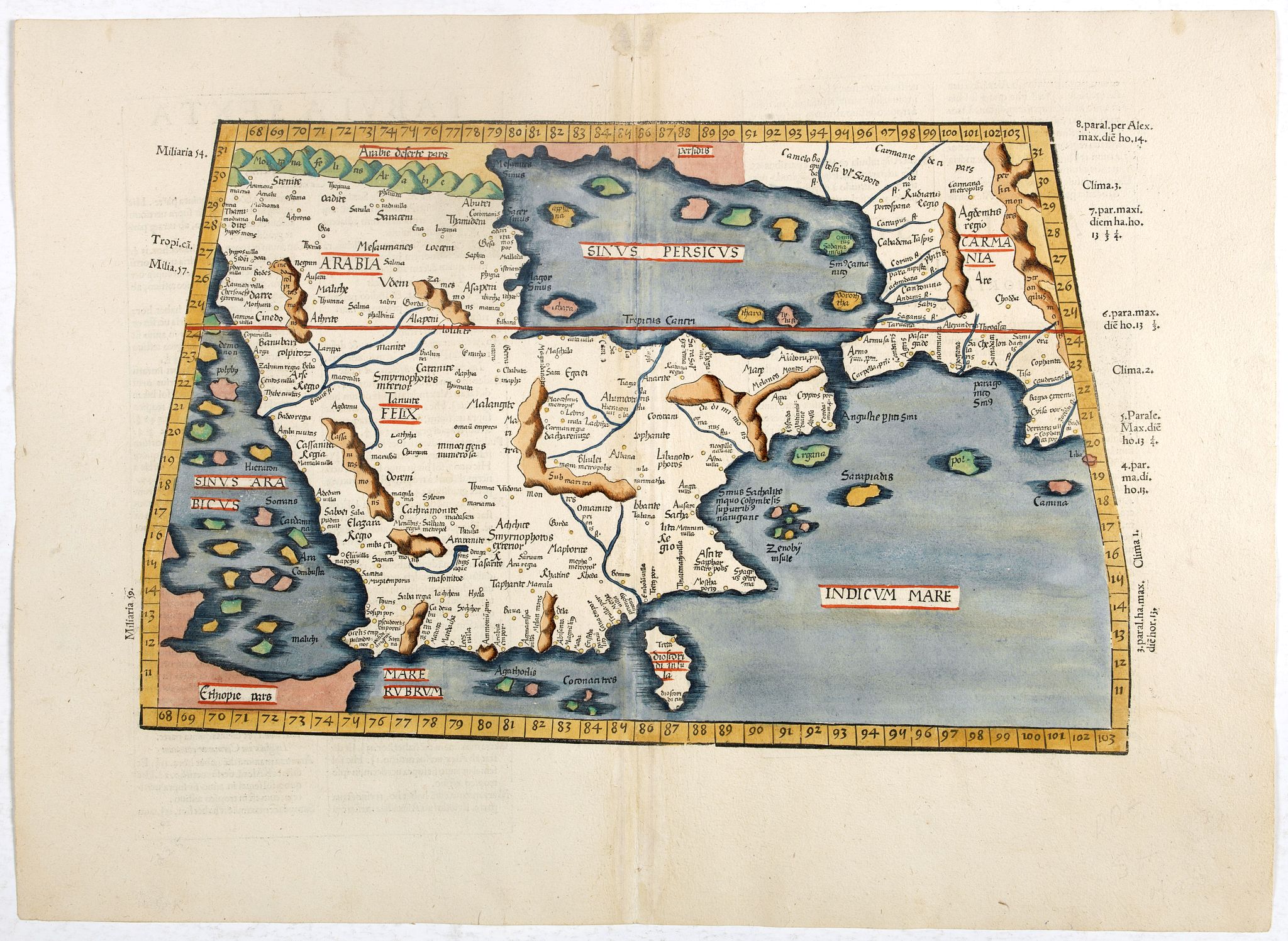 PTOLEMY,C ./ TRECHSEL, G., Tabula Sexta Asia (Arabian Peninsula), antique map, old maps